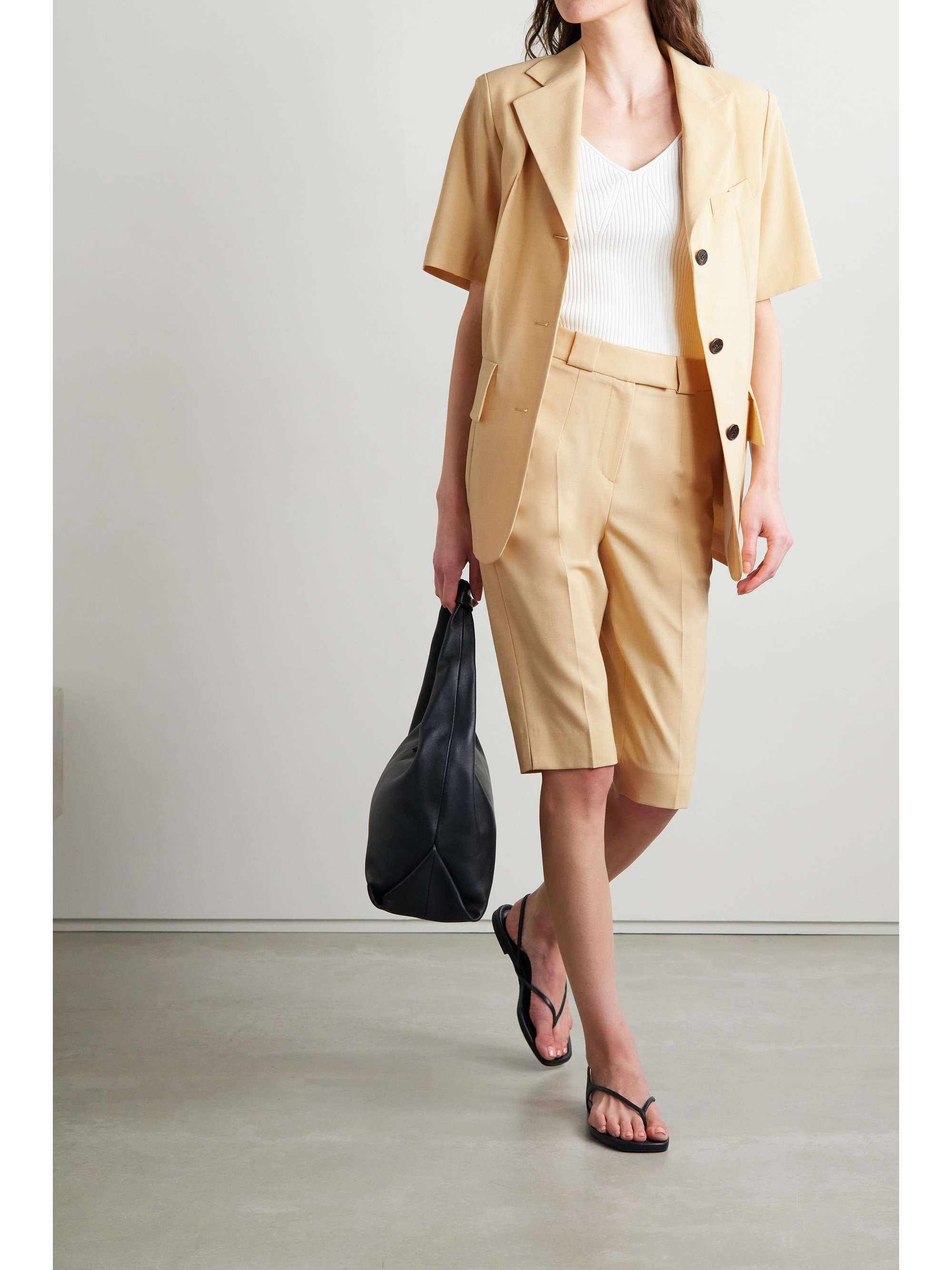LVIR Pleated wool-blend shorts