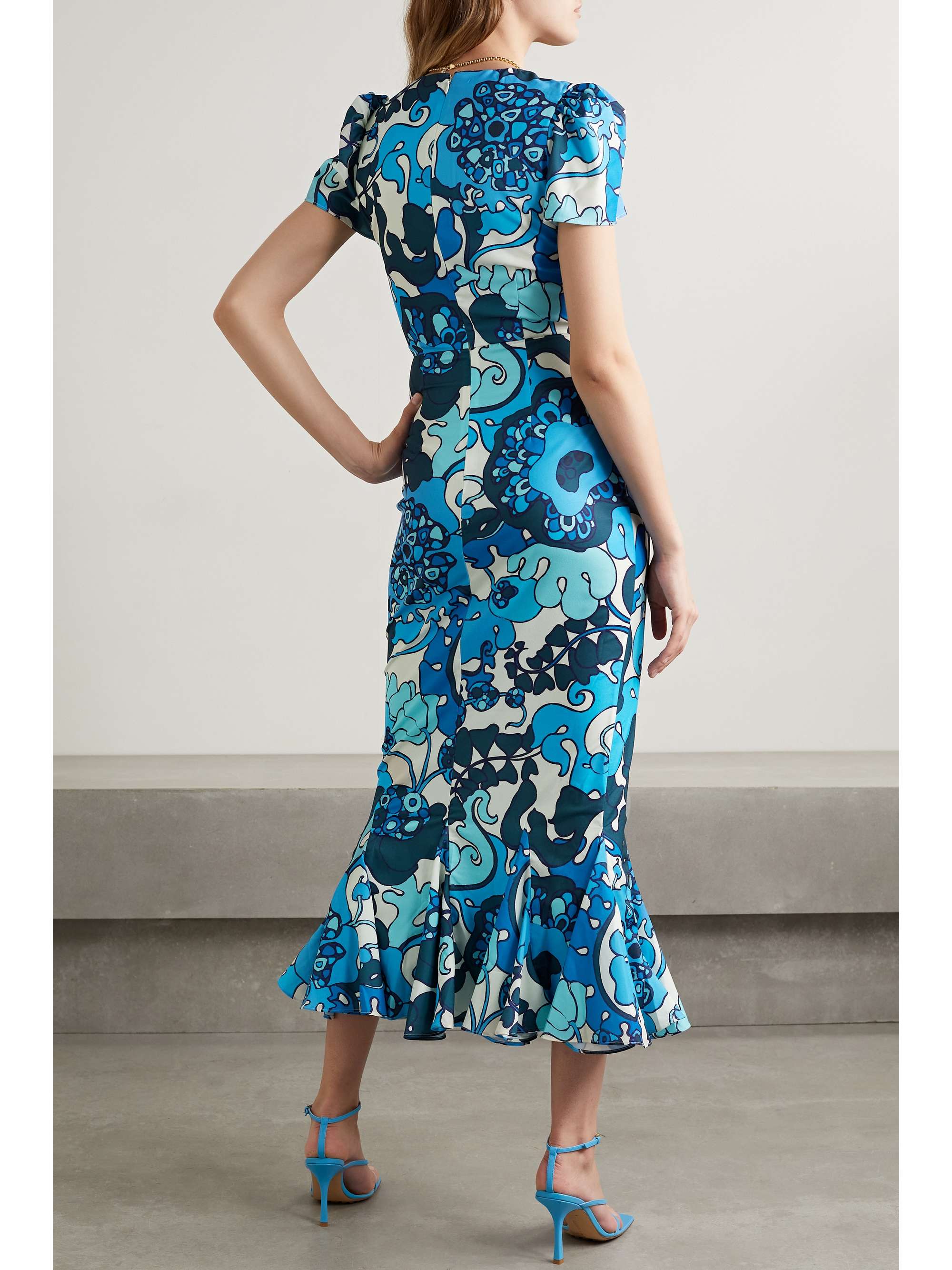 Blue Lulani floral-print recycled crepe 