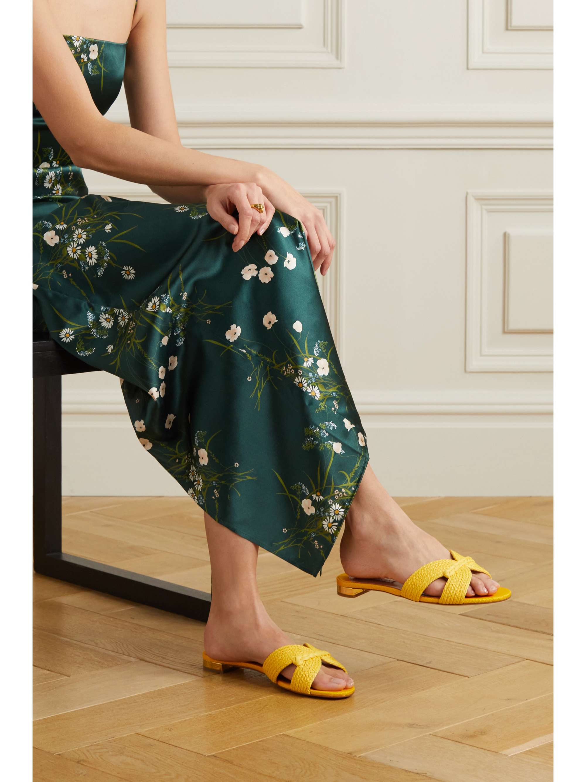AQUAZZURA Rope raffia slides