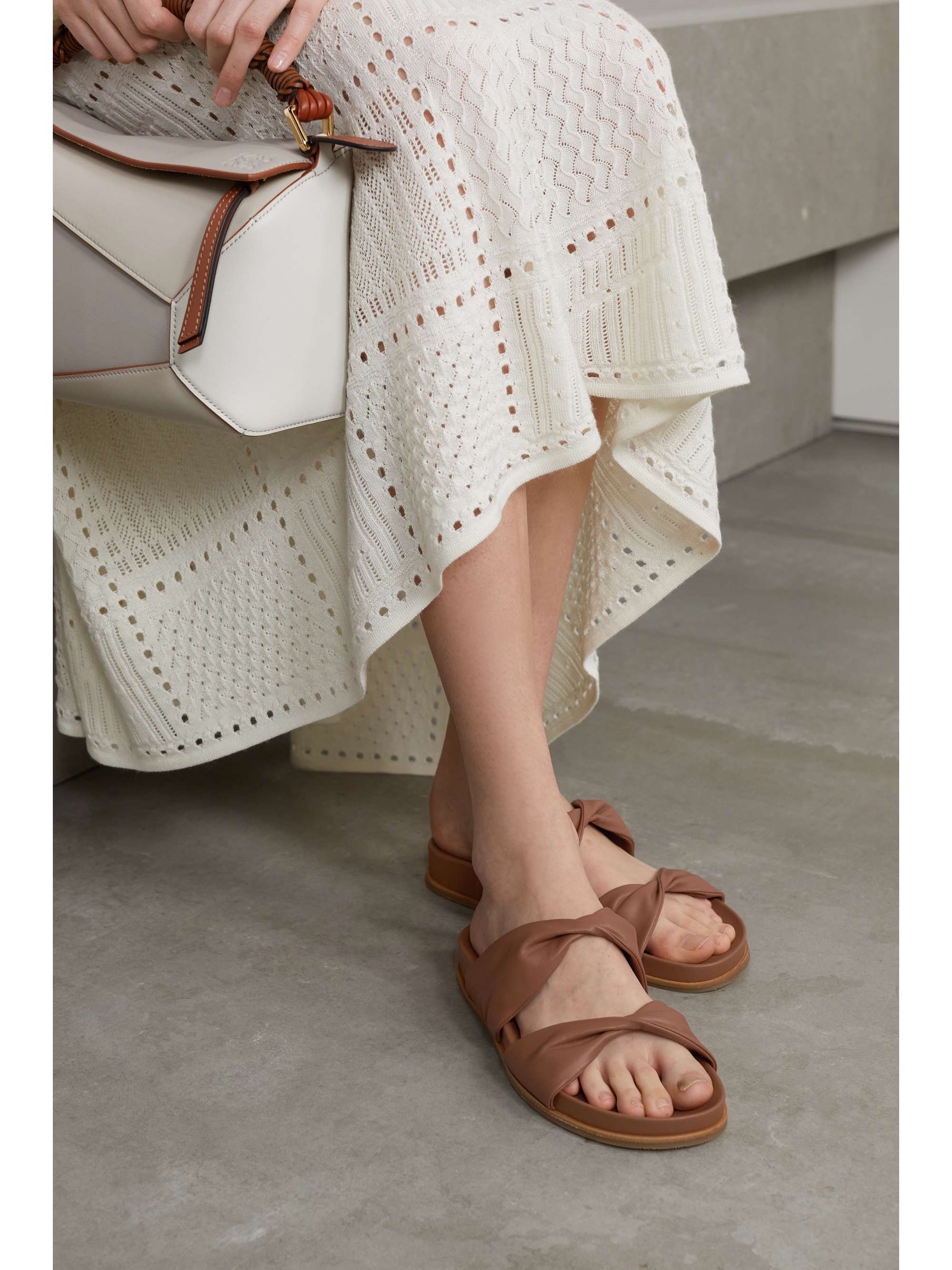pilcro twisted leather slides