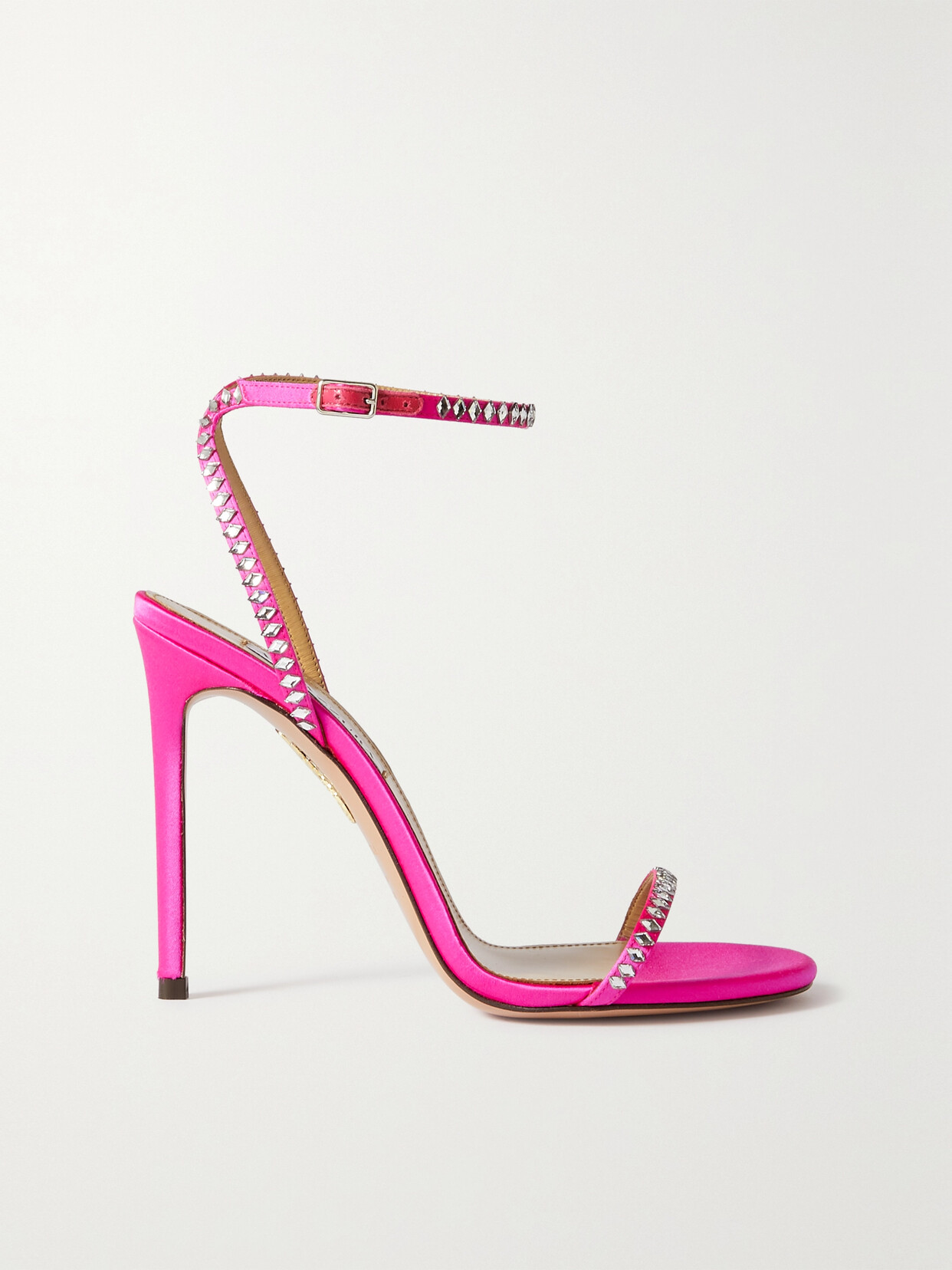 Aquazzura Olie 105 Embellished Satin Sandals - Pink