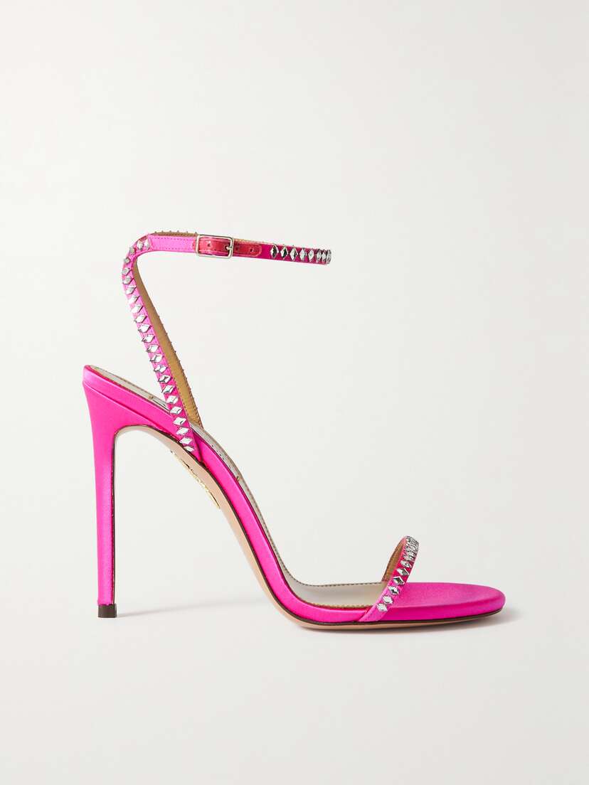 Aquazzura Olie 105 Embellished Satin Sandals