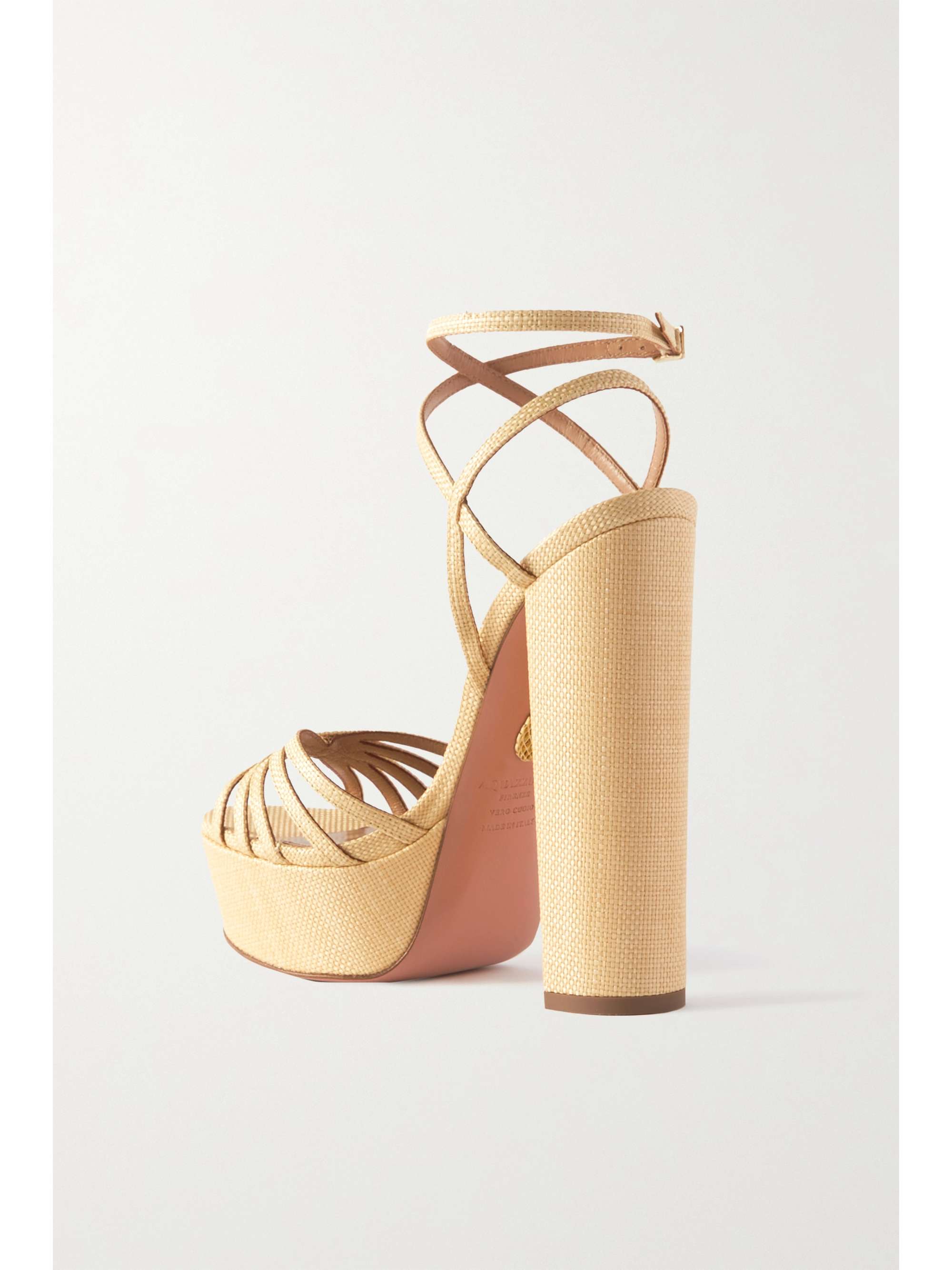 AQUAZZURA Very Claire 130 raffia sandals | NET-A-PORTER