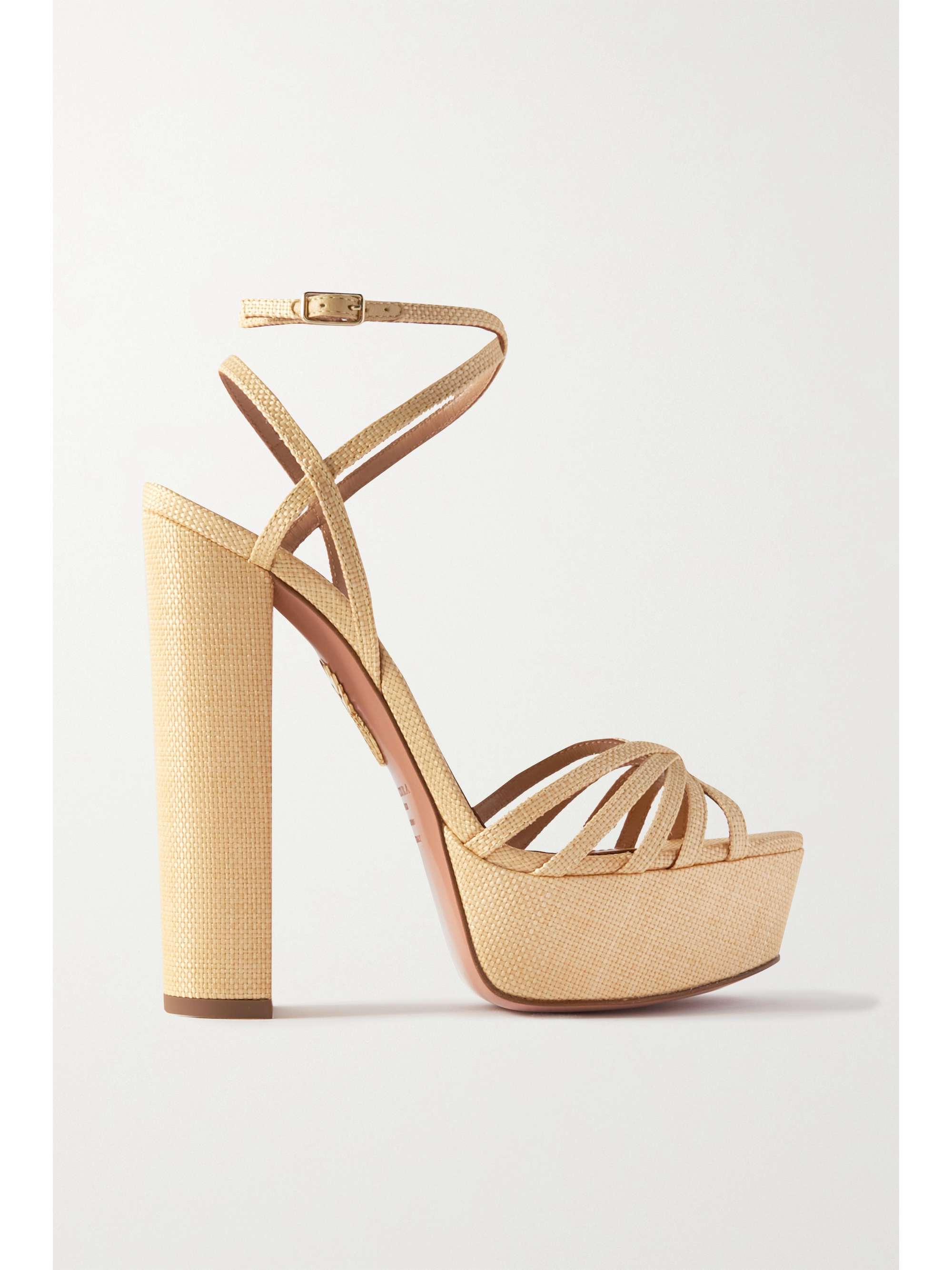 AQUAZZURA Very Claire 130 raffia sandals | NET-A-PORTER