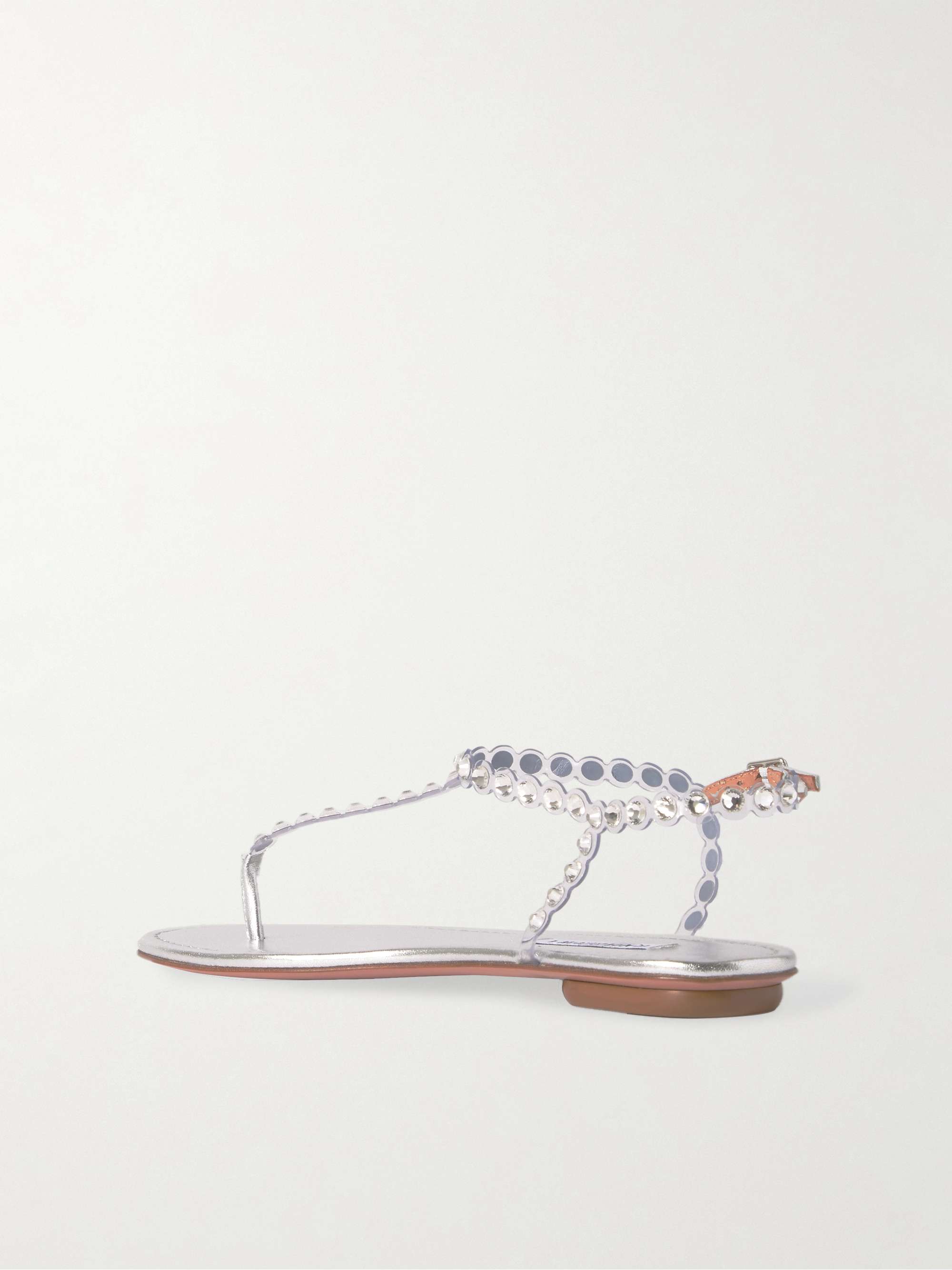 AQUAZZURA Tequila crystal-embellished PVC and metallic leather sandals