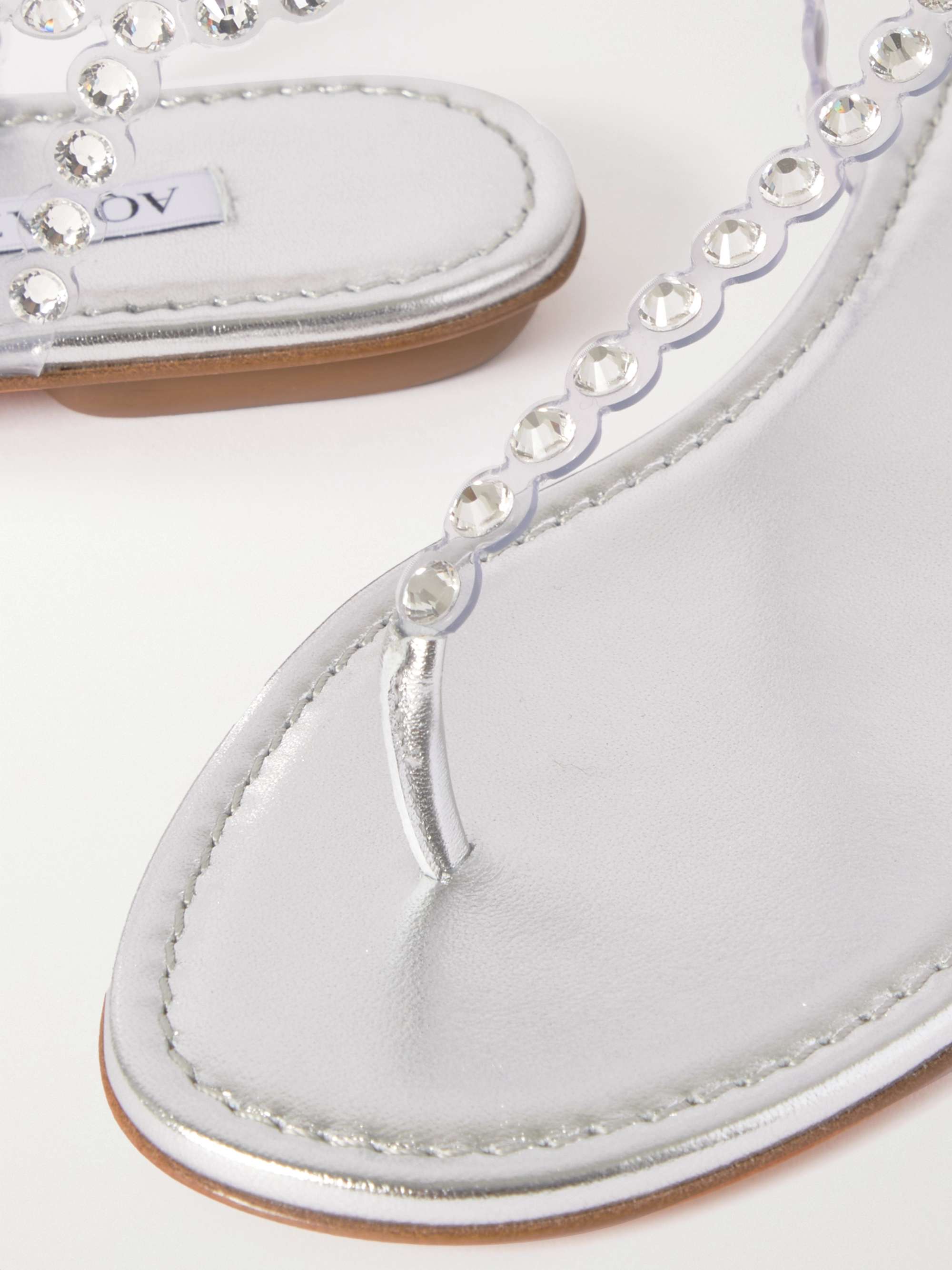AQUAZZURA Tequila crystal-embellished PVC and metallic leather sandals