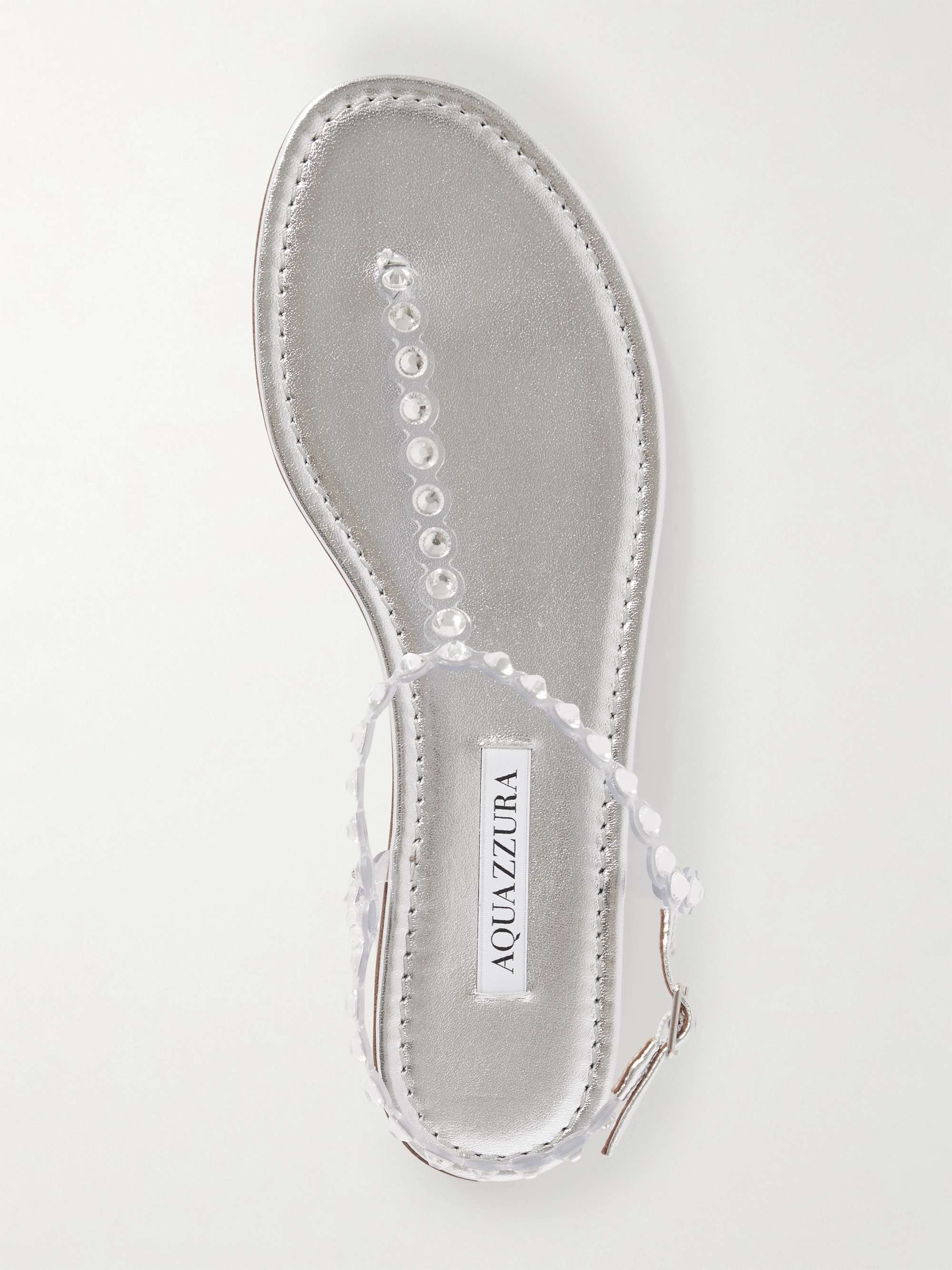 AQUAZZURA Tequila crystal-embellished PVC and metallic leather sandals