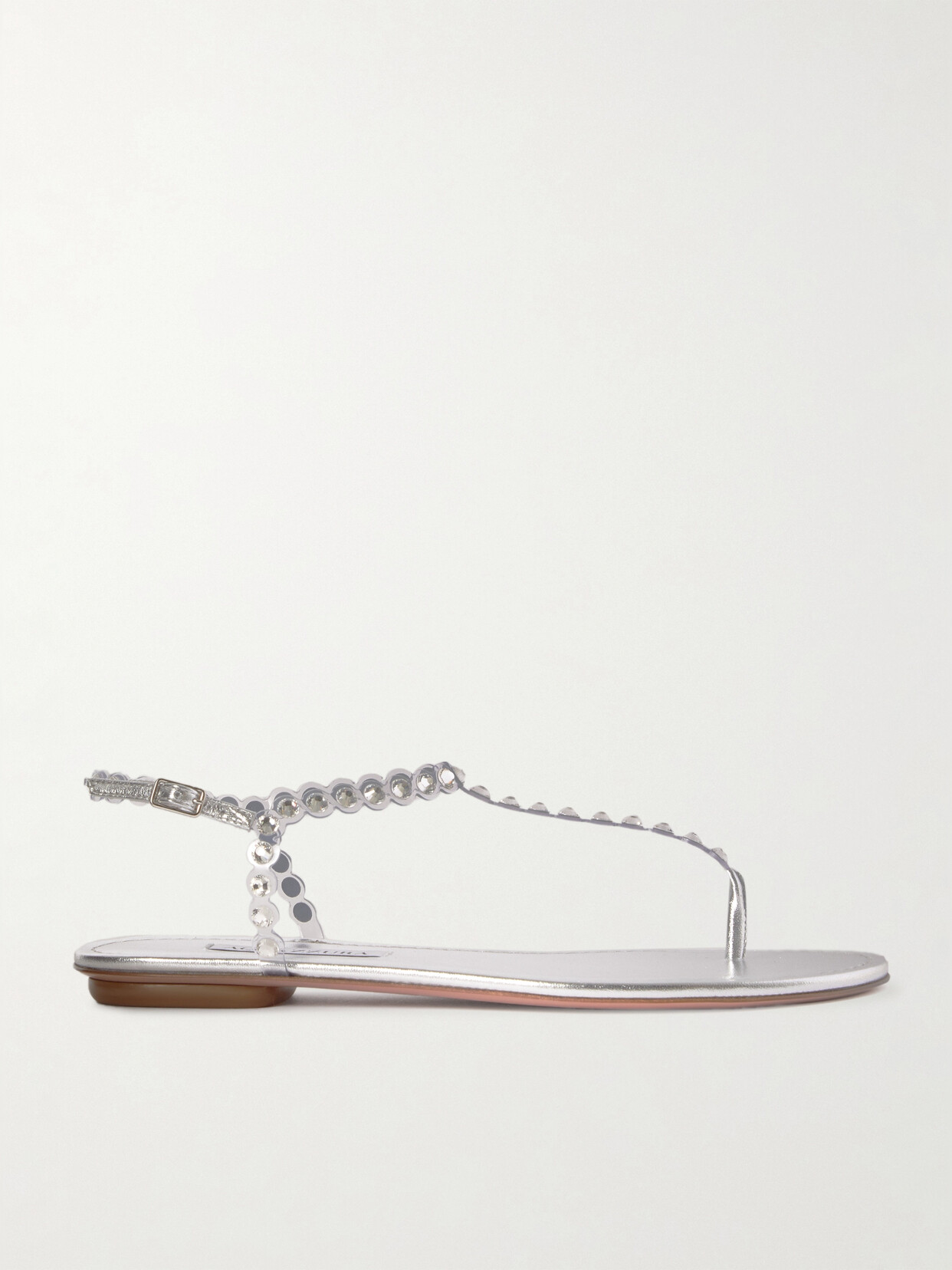 Shop Aquazzura Tequila Crystal-embellished Pvc And Metallic Leather Sandals In Silver