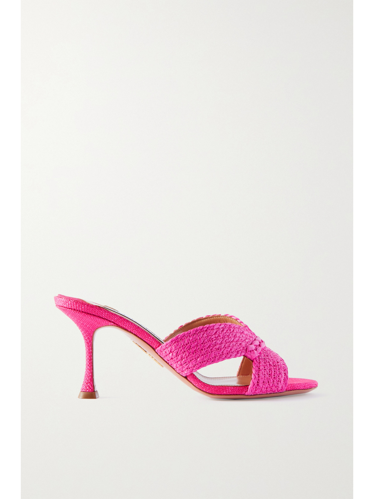 Aquazzura Rope 75 Raffia Mules - Pink