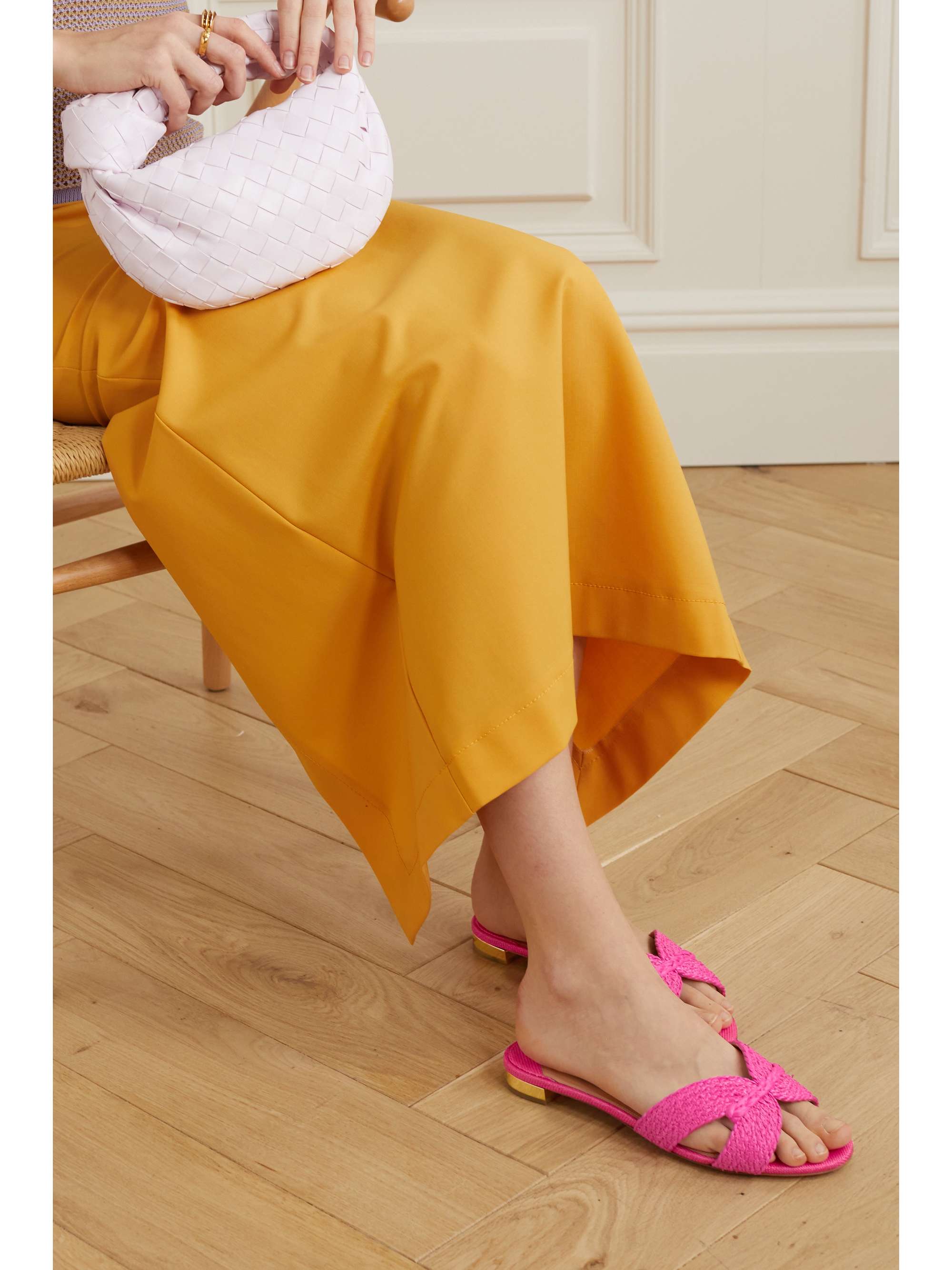AQUAZZURA Rope raffia slides