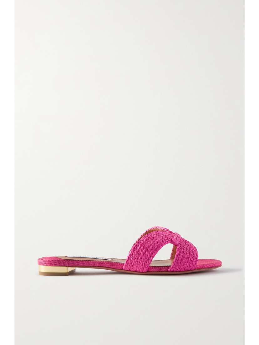 Aquazzura Rope Raffia Slides