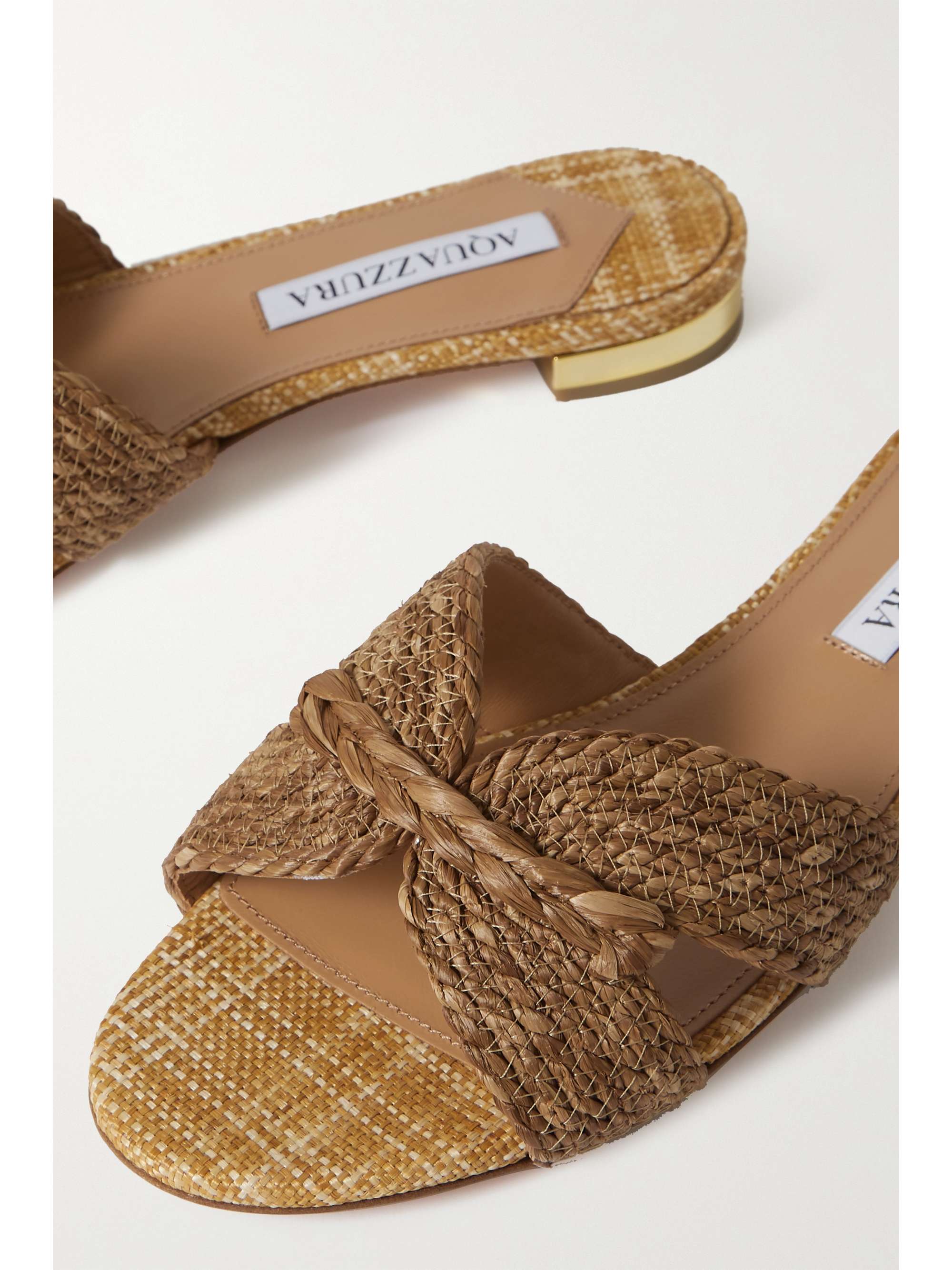 AQUAZZURA Rope raffia slides