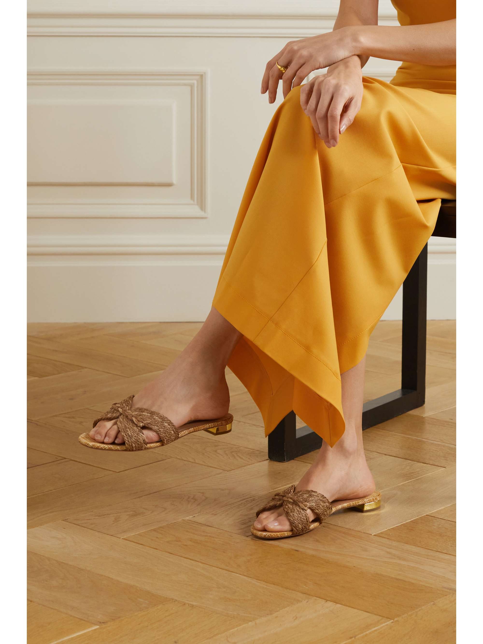 AQUAZZURA Rope raffia slides