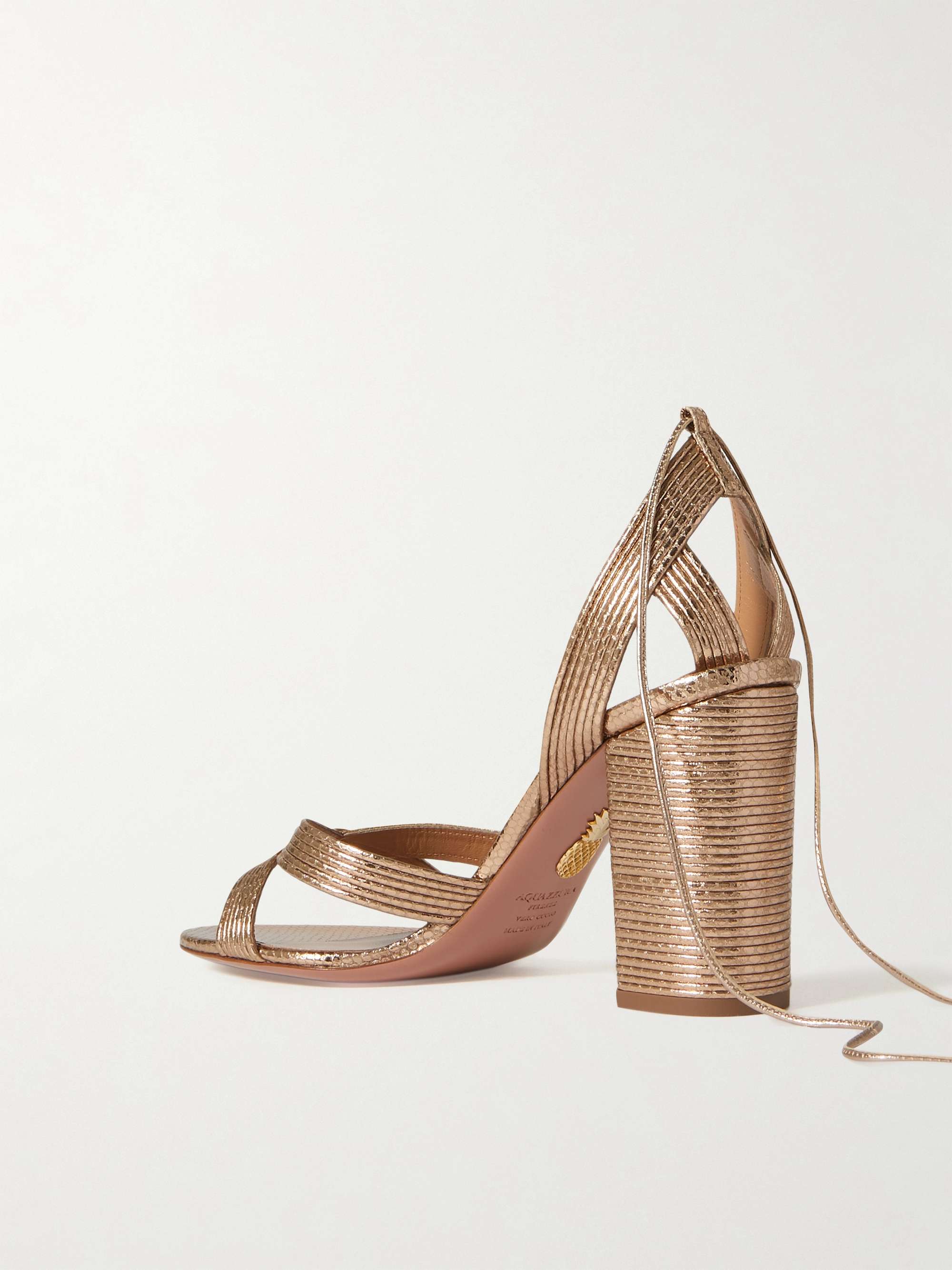 AQUAZZURA Ari 85 metallic leather sandals