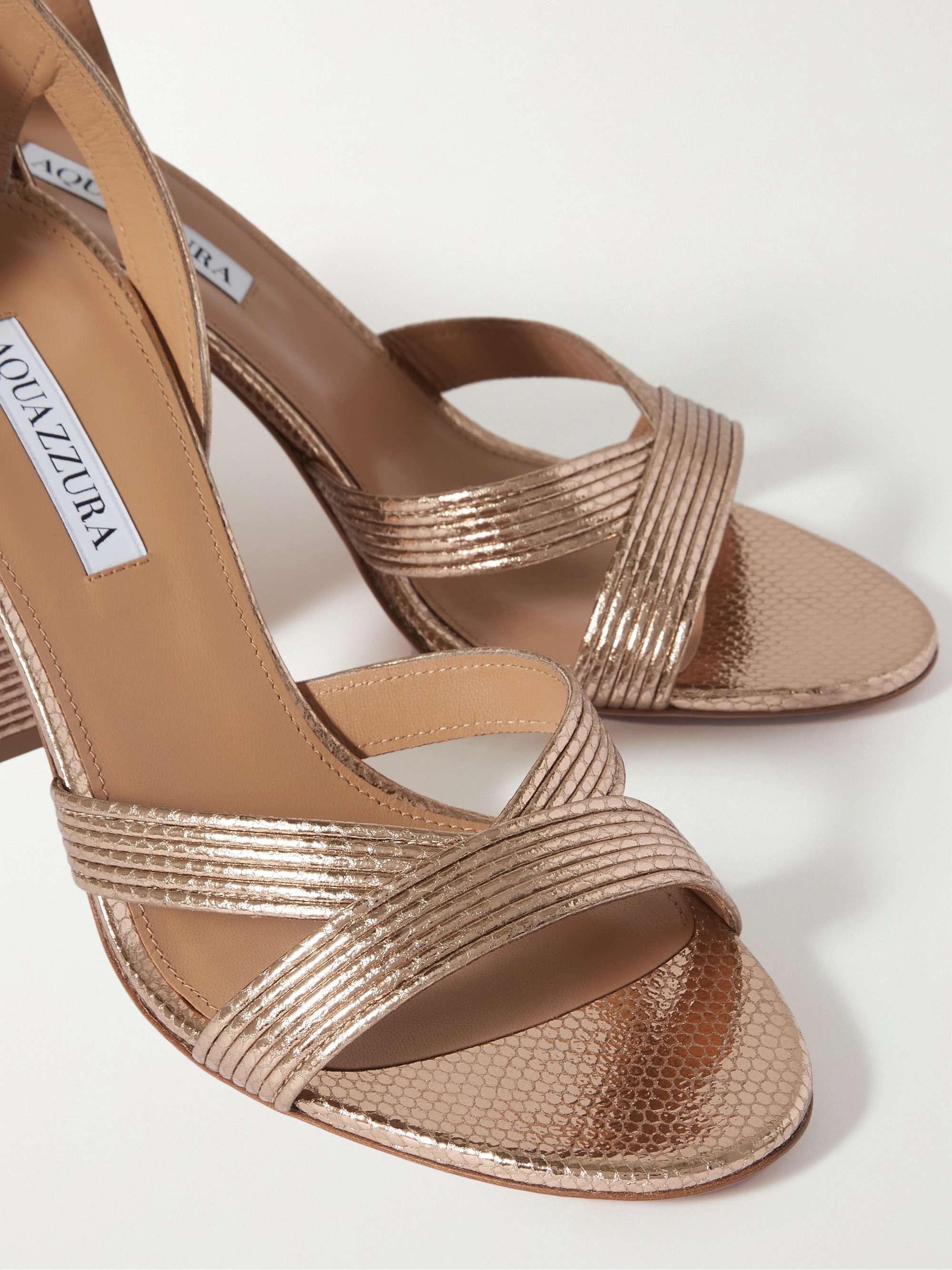 AQUAZZURA Ari 85 metallic leather sandals | NET-A-PORTER AQUAZZURA Ari 85 metallic leather sandals | NET-A-PORTER
