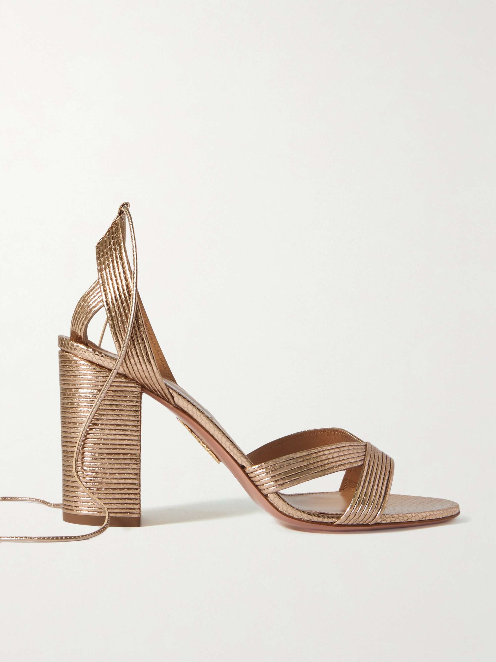 AQUAZZURA Ari 85 metallic leather sandals | NET-A-PORTER AQUAZZURA Ari 85 metallic leather sandals | NET-A-PORTER