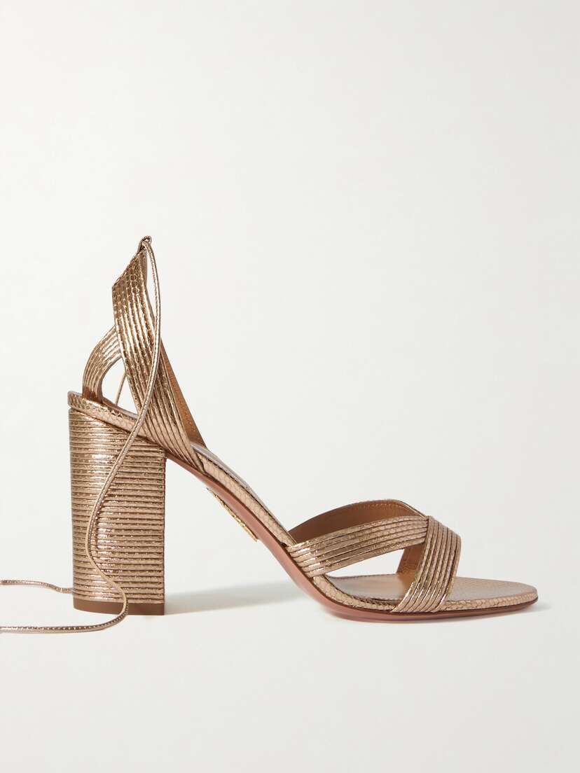 Aquazzura Ari 85 Metallic Leather Sandals