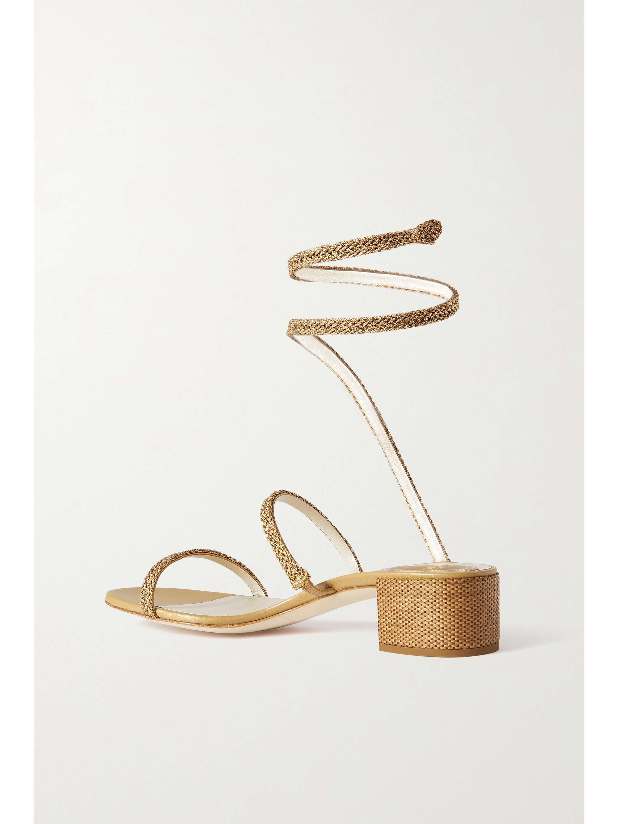 Gold Cleo metallic woven and leather sandals | RENÃ CAOVILLA | NET-A-PORTER
