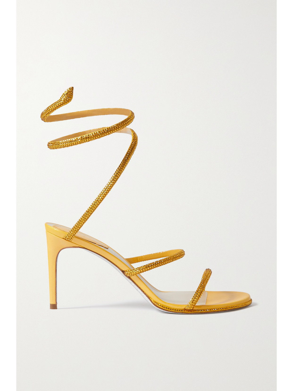 RenÃ© Caovilla Cleo Crystal-embellished Satin Sandals In Yellow | ModeSens