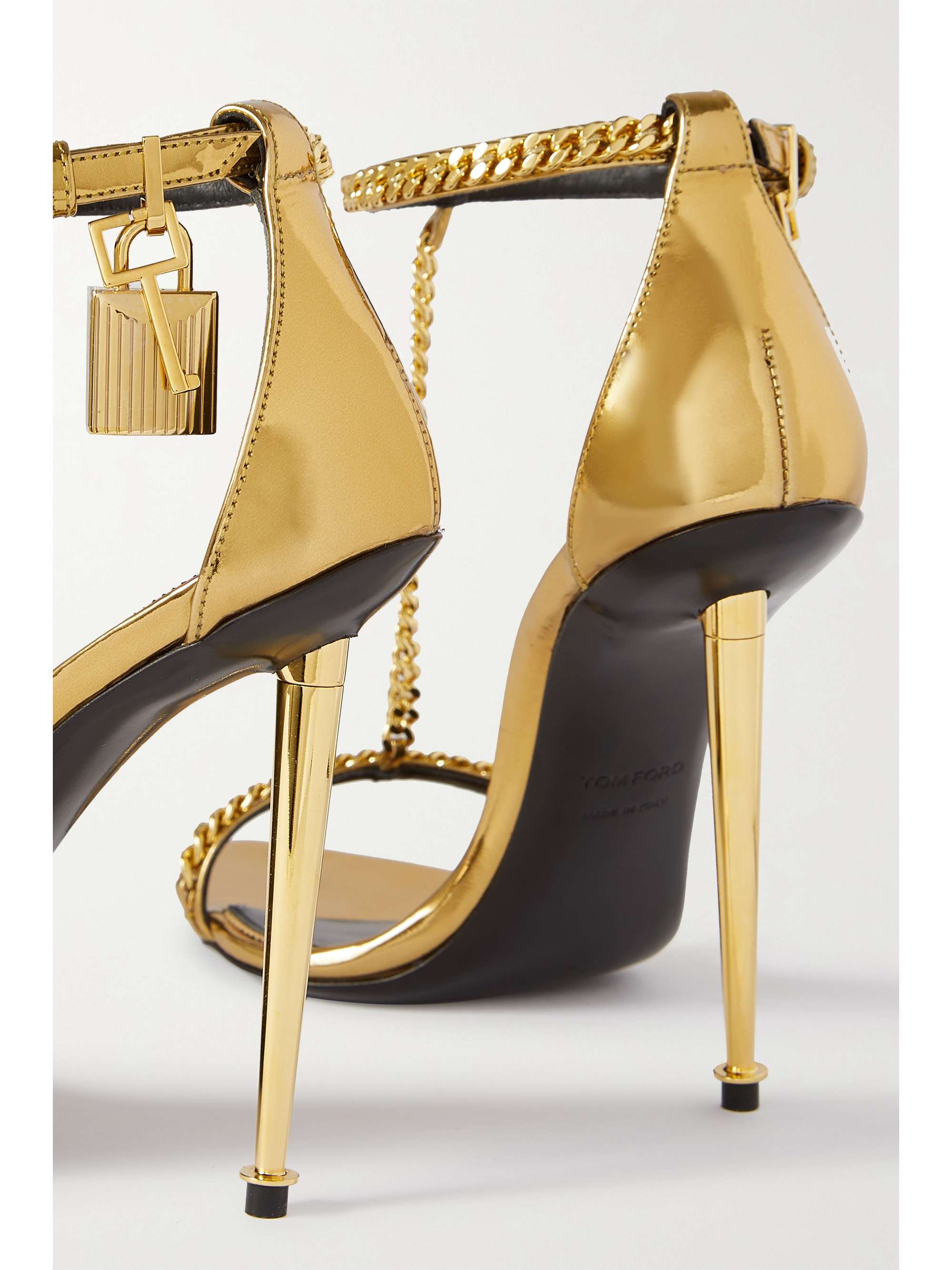 TOM FORD Padlock Chain embellished leather sandals