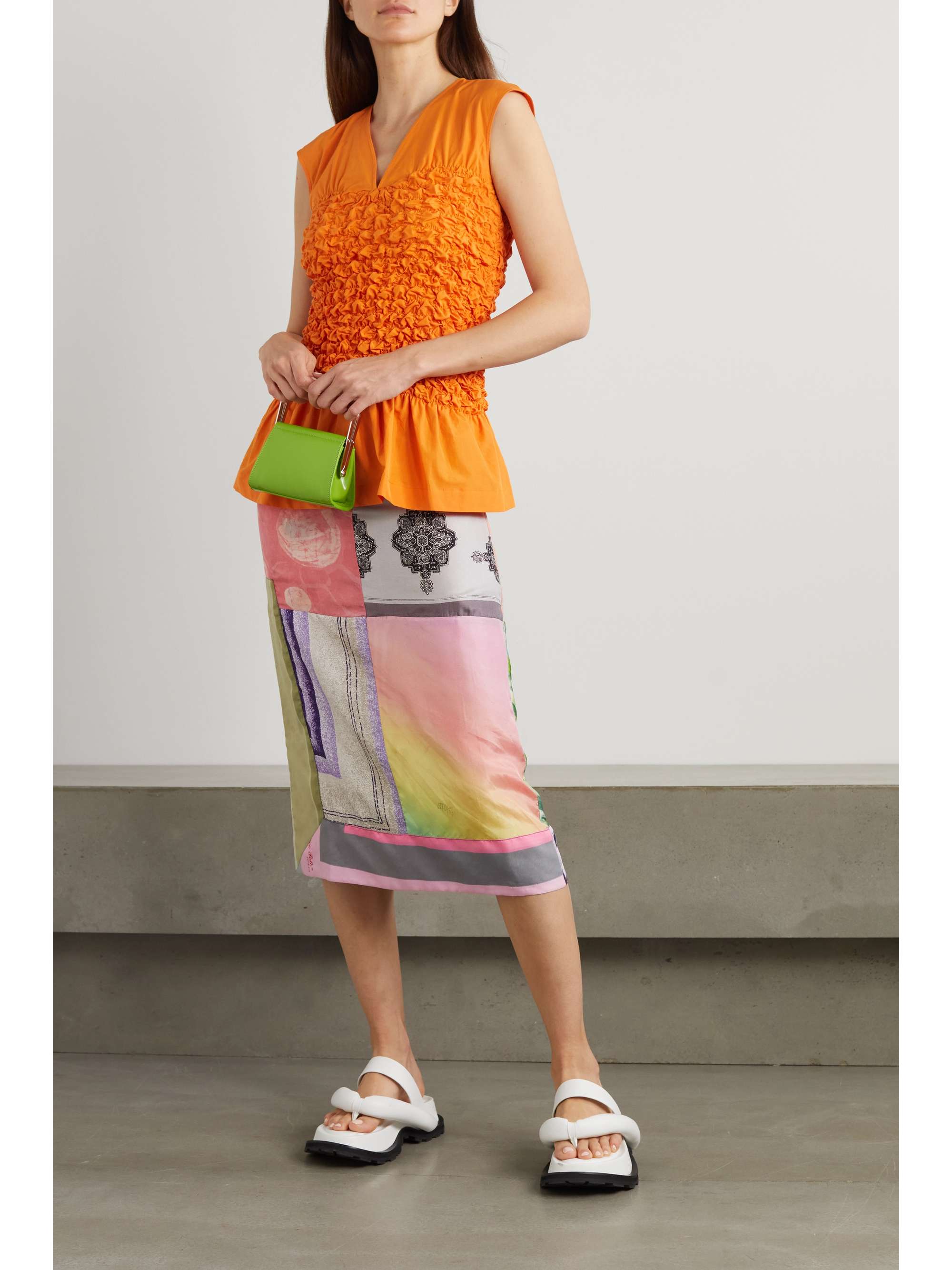 CONNER IVES Reconstituted printed silk-blend pencil skirt