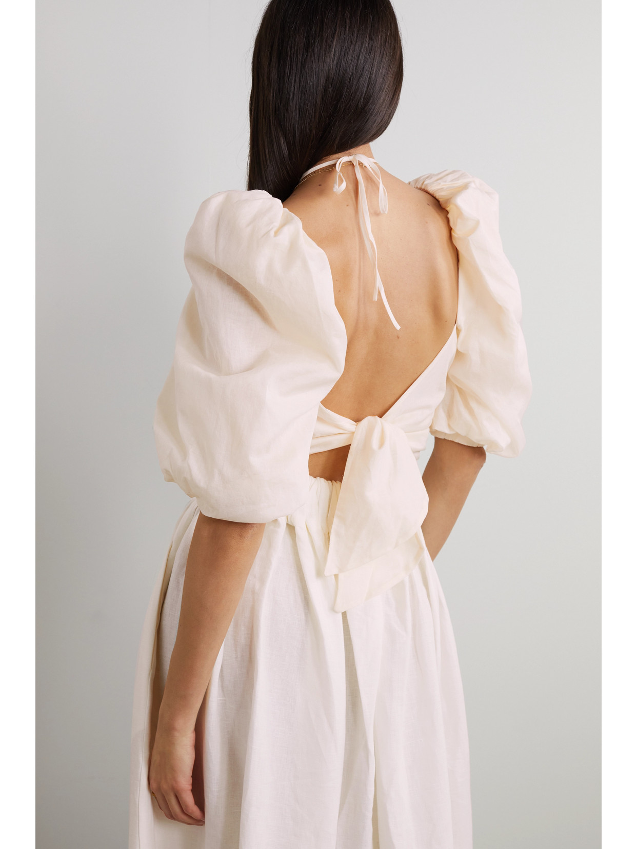 Garua Cropped Open-Back Cotton-Voile Blouse