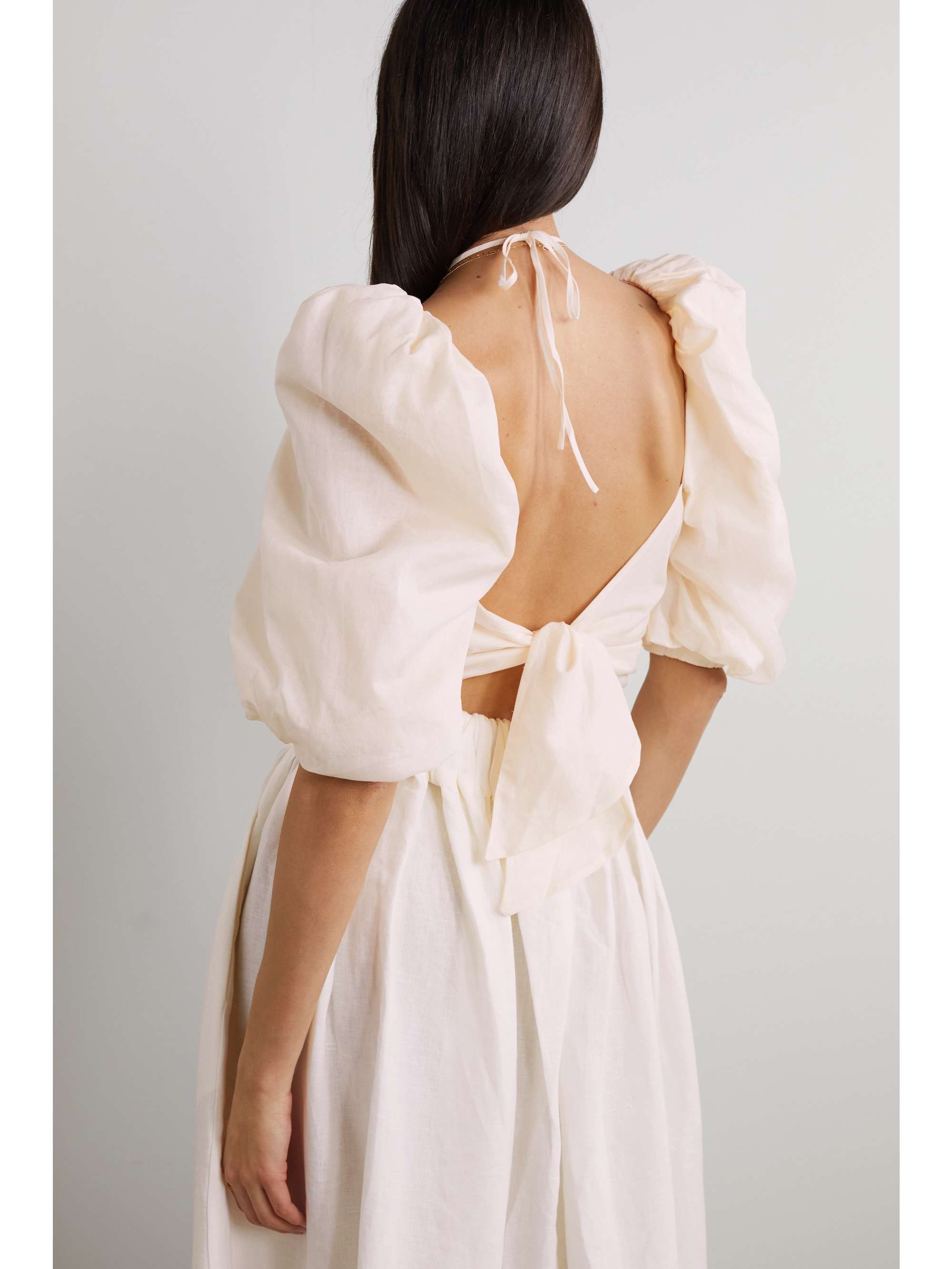 JOHANNA ORTIZ Garua cropped open-back cotton-voile blouse