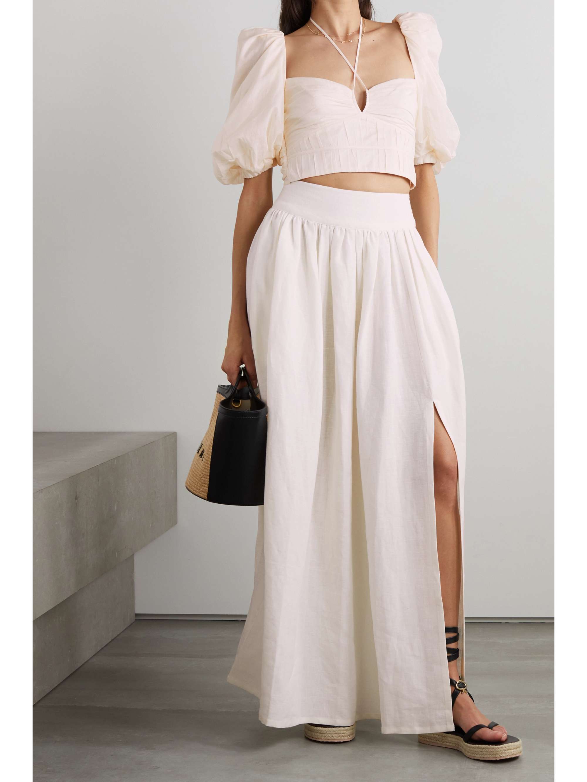 JOHANNA ORTIZ Garua cropped open-back cotton-voile blouse
