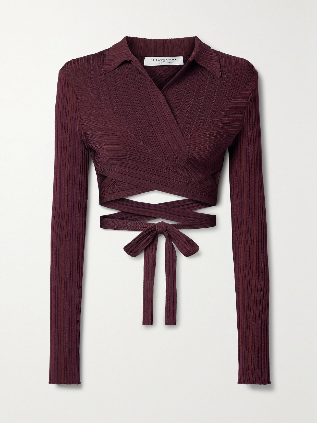 Philosophy Di Lorenzo Serafini Cropped Ribbed-knit Wrap Top - Purple