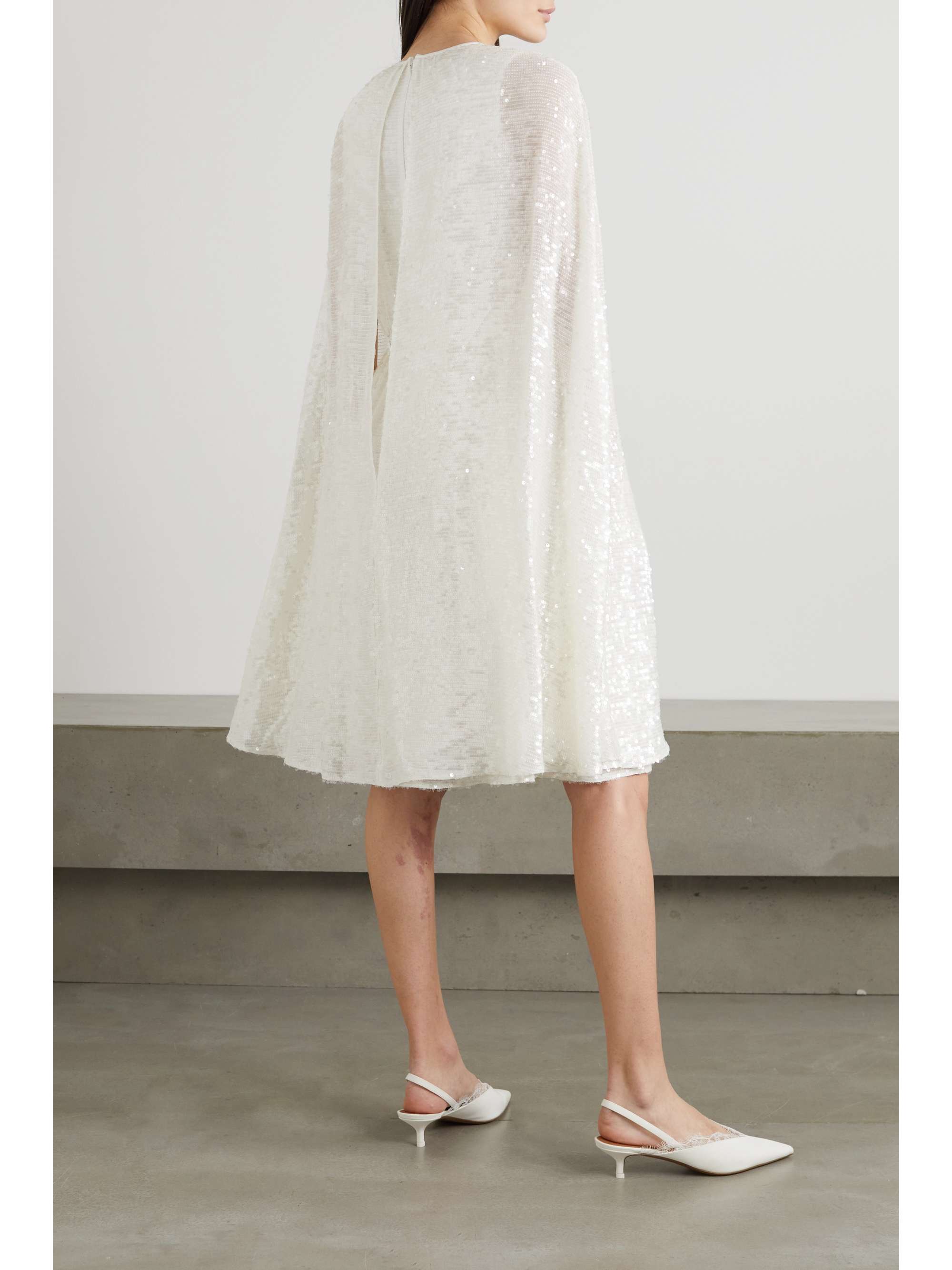 ERDEM Austin cape-effect sequined chiffon midi dress