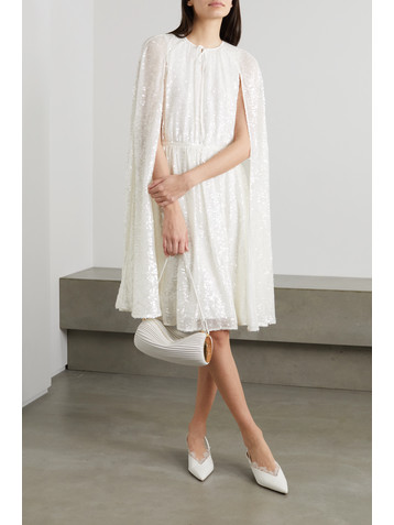 Erdem Austin cape-effect sequined chiffon midi dress