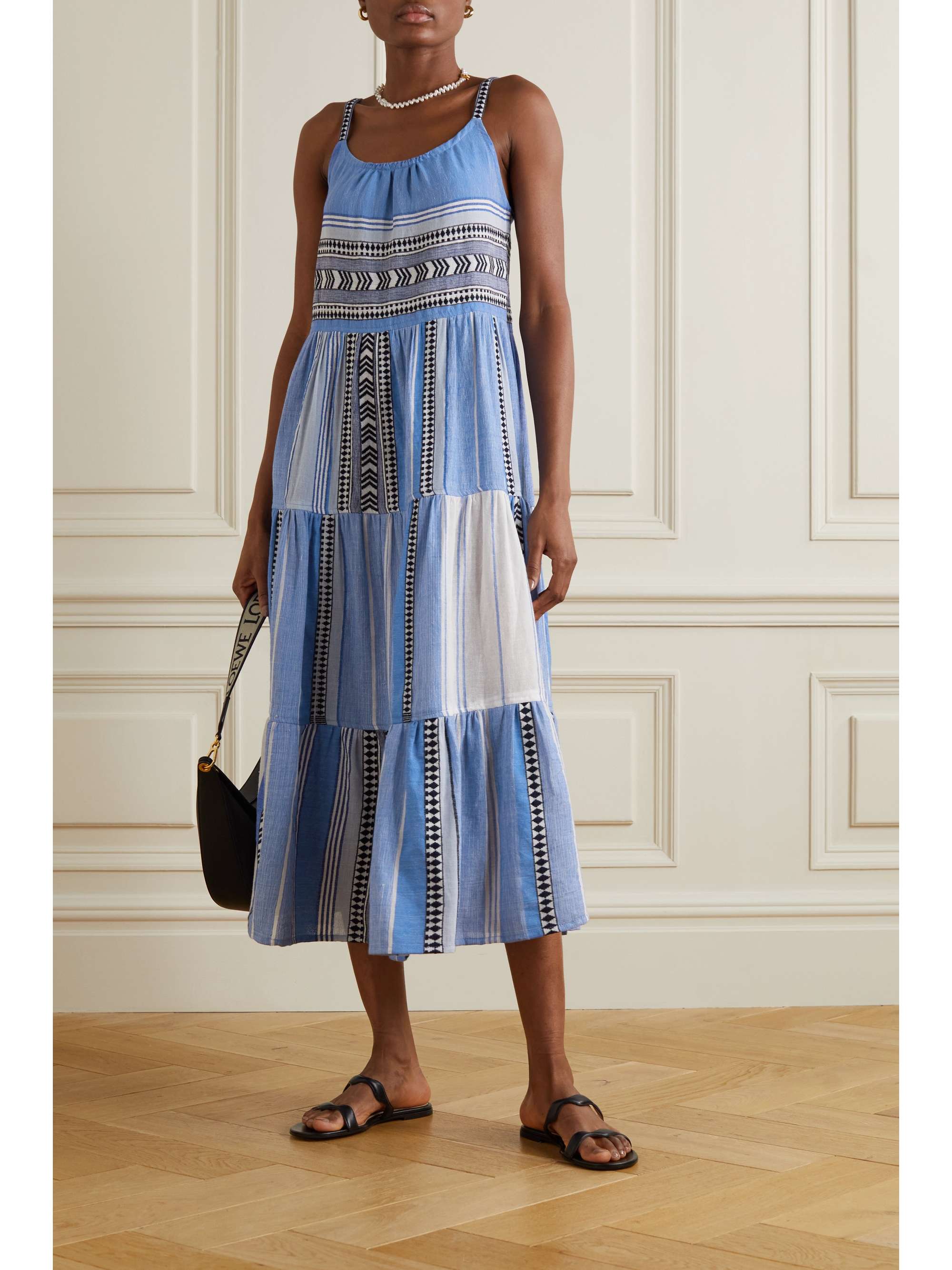 Indigo Neela tiered striped cotton 