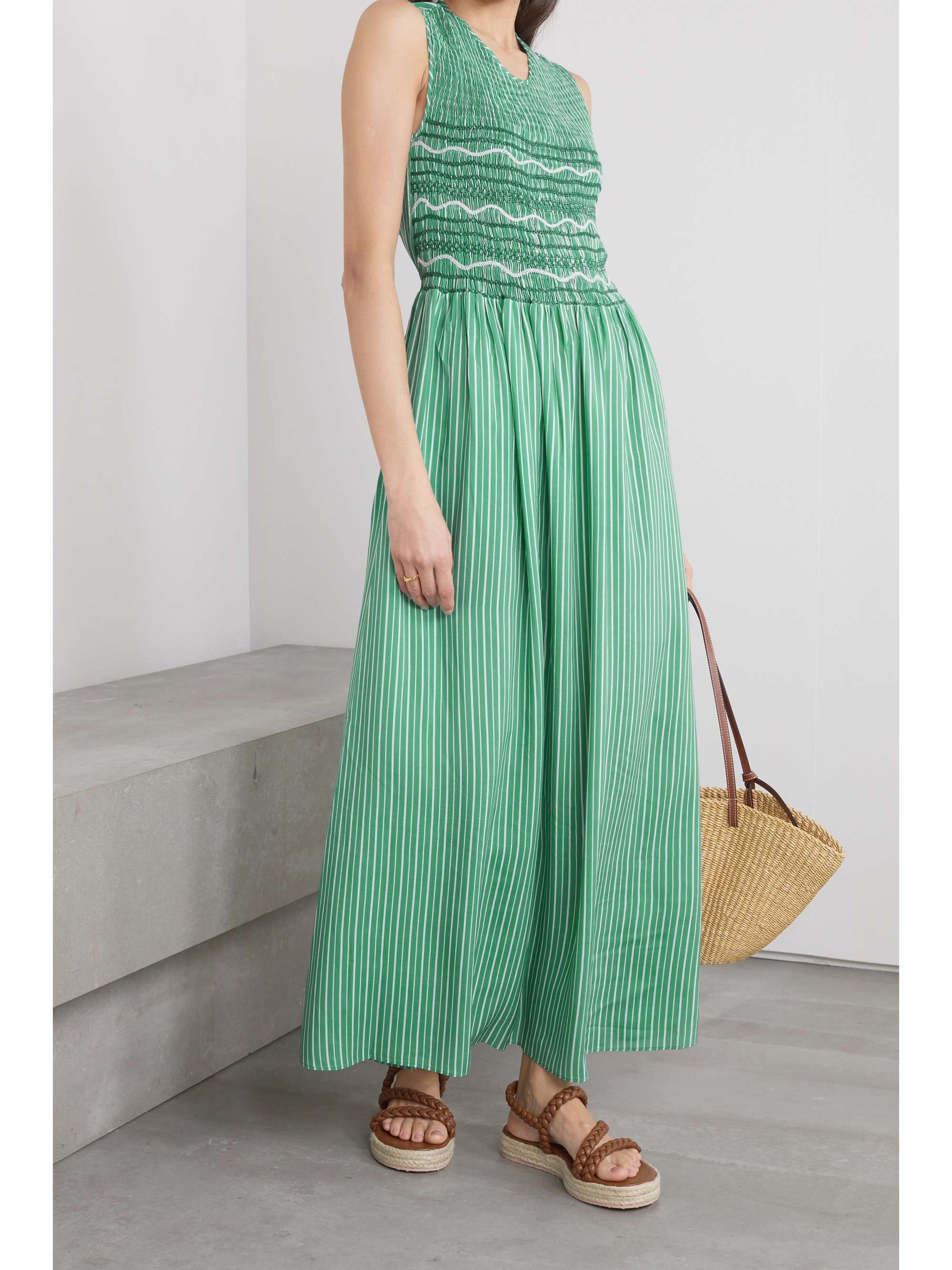 Gioia smocked embroidered floral-print 