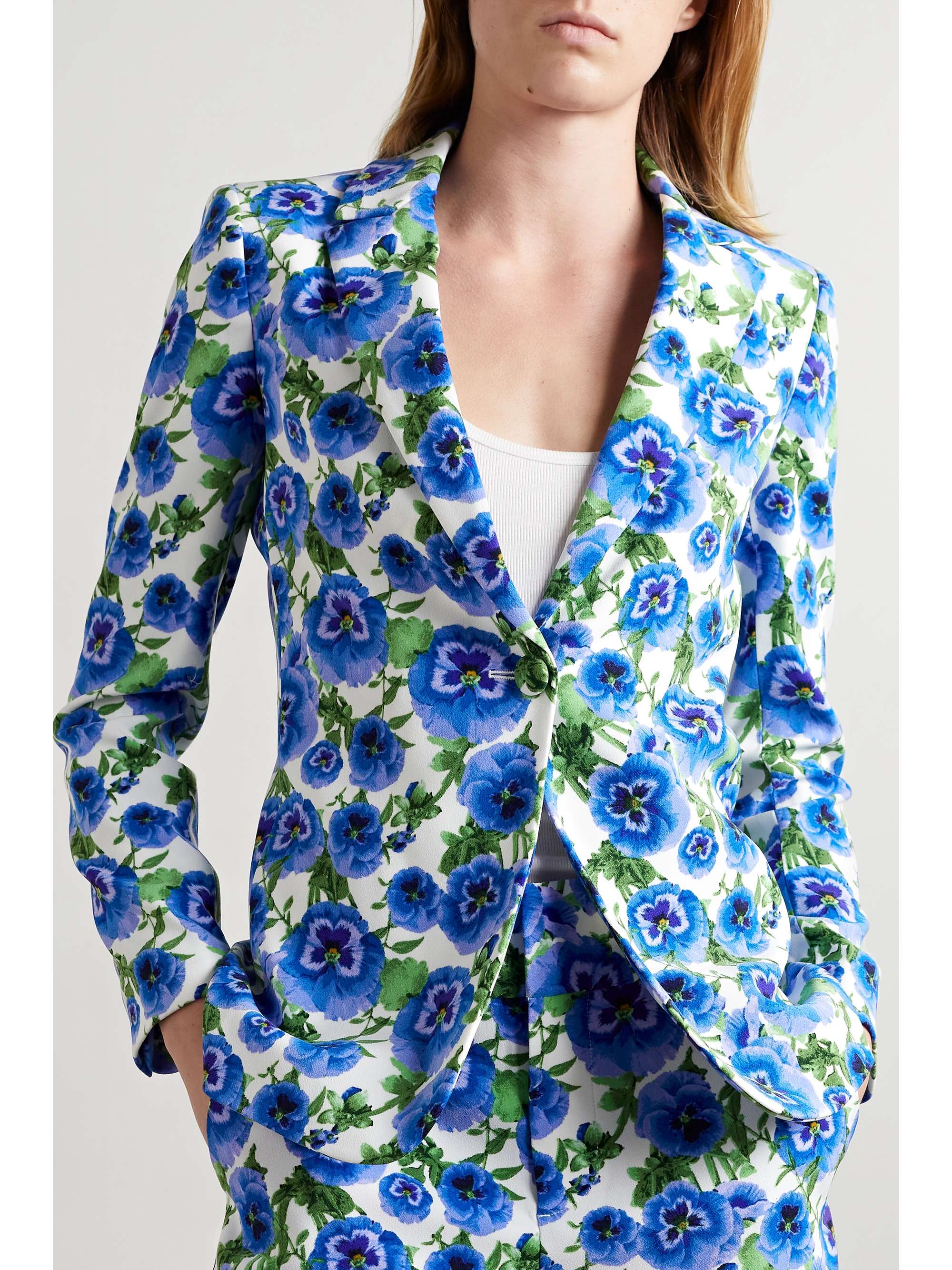 ALICE + OLIVIA Macey floral-print crepe blazer