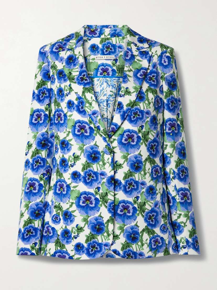Alice + Olivia Macey Floral-print Crepe Blazer