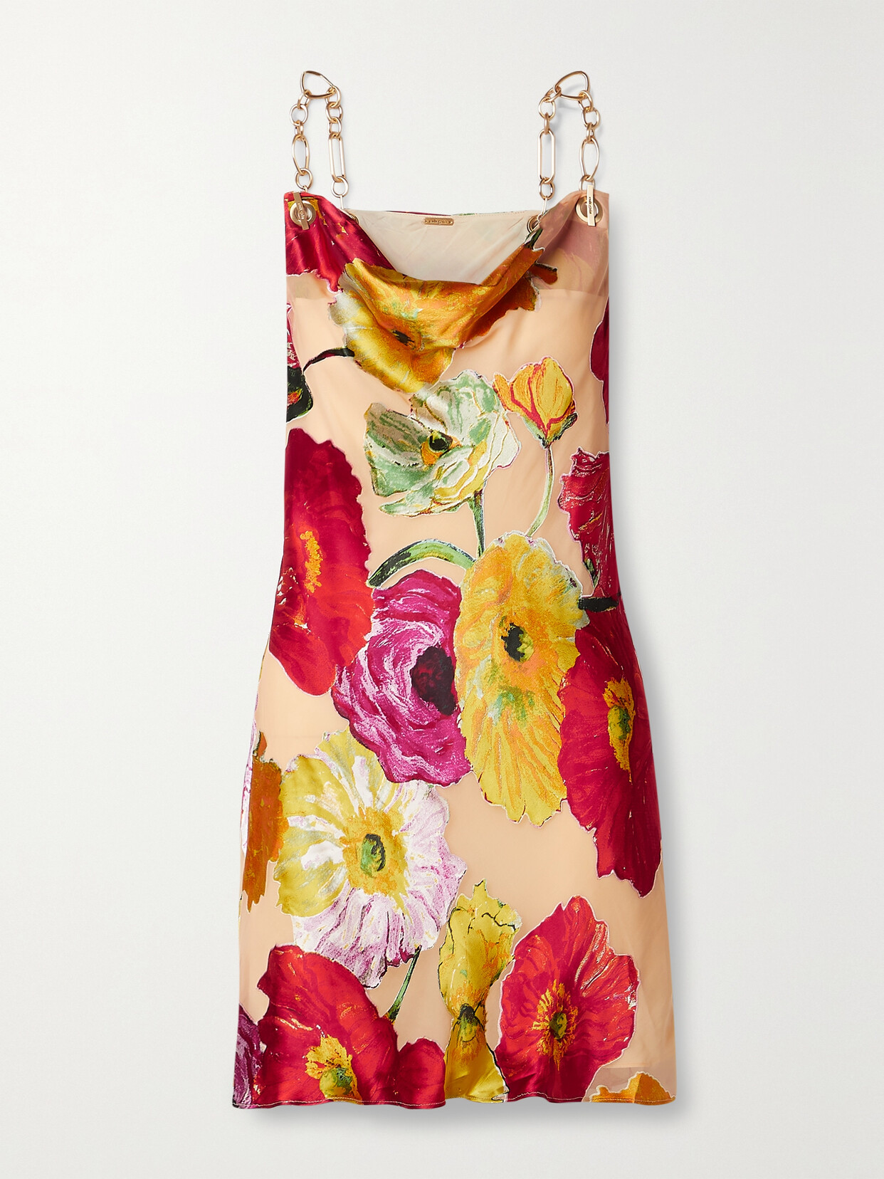 Cult Gaia - Nerida Embellished Floral-print Silk-blend Devor Satin Mini Dress - Orange