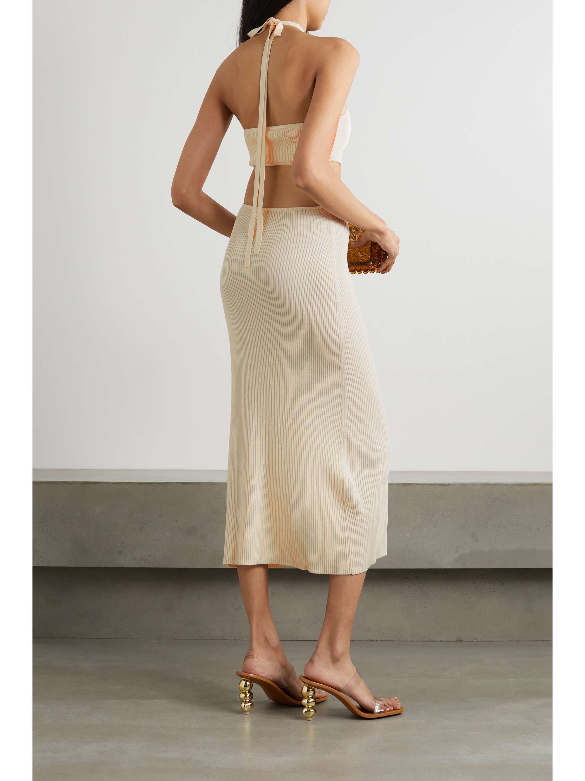 CULT GAIA Cameron cutout ribbed-knit halterneck midi dress