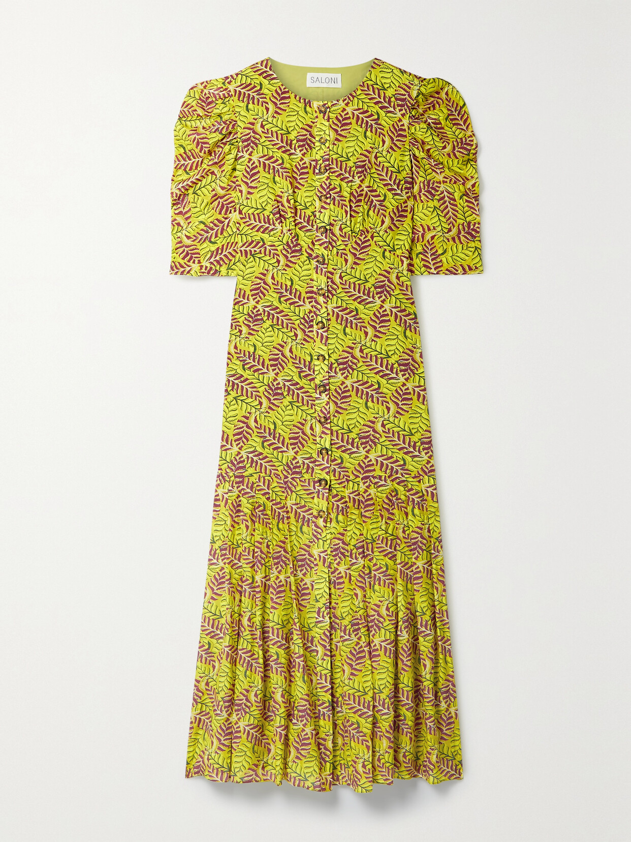 Saloni Colette Pleated Floral-print Silk Crepe De Chine Maxi Dress