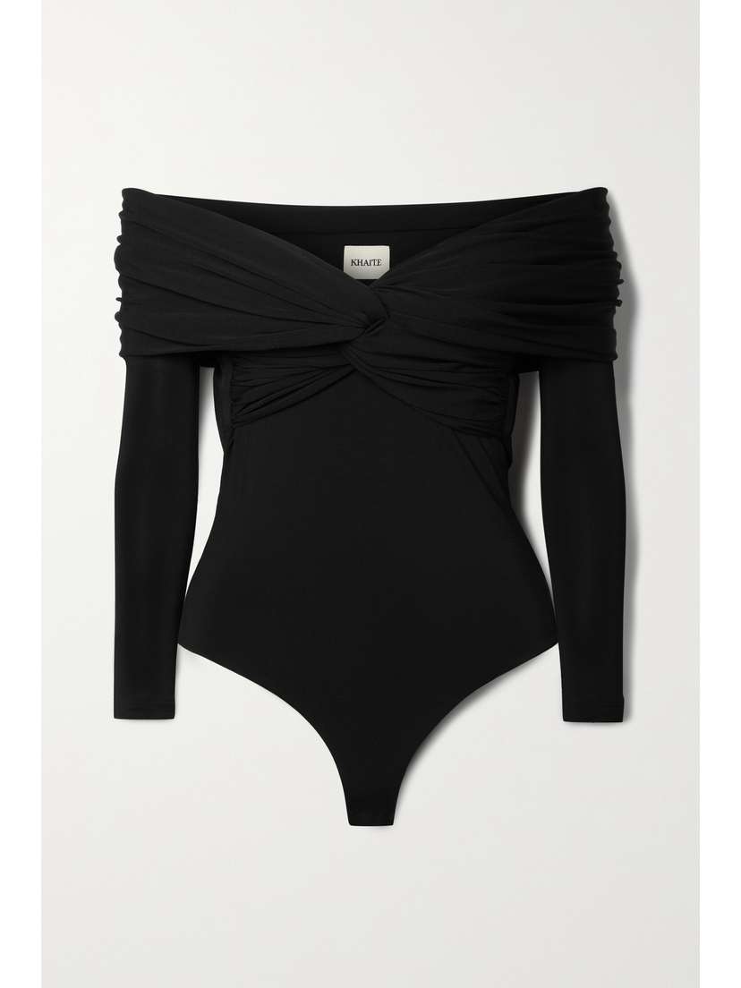 Khaite Cibo Off-the-shoulder Twisted Stretch-jersey Bodysuit