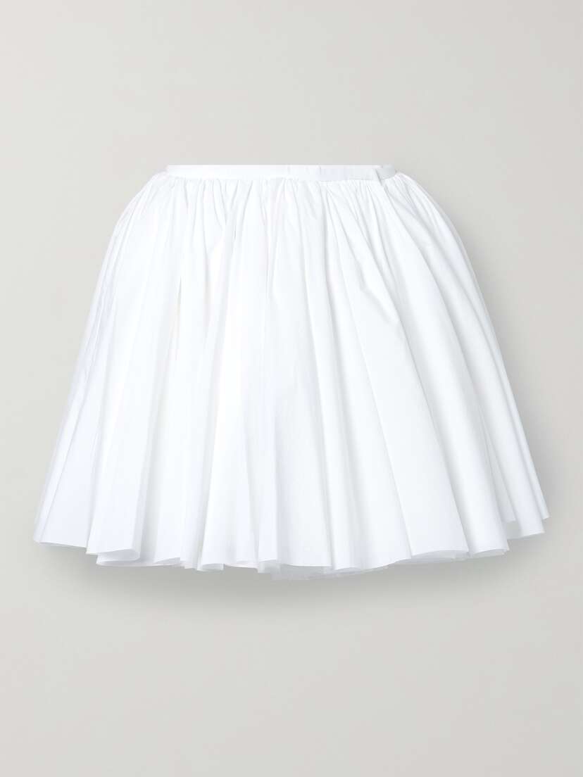 Khaite Jorja Layered Pleated Cotton-poplin Mini Wrap Skirt