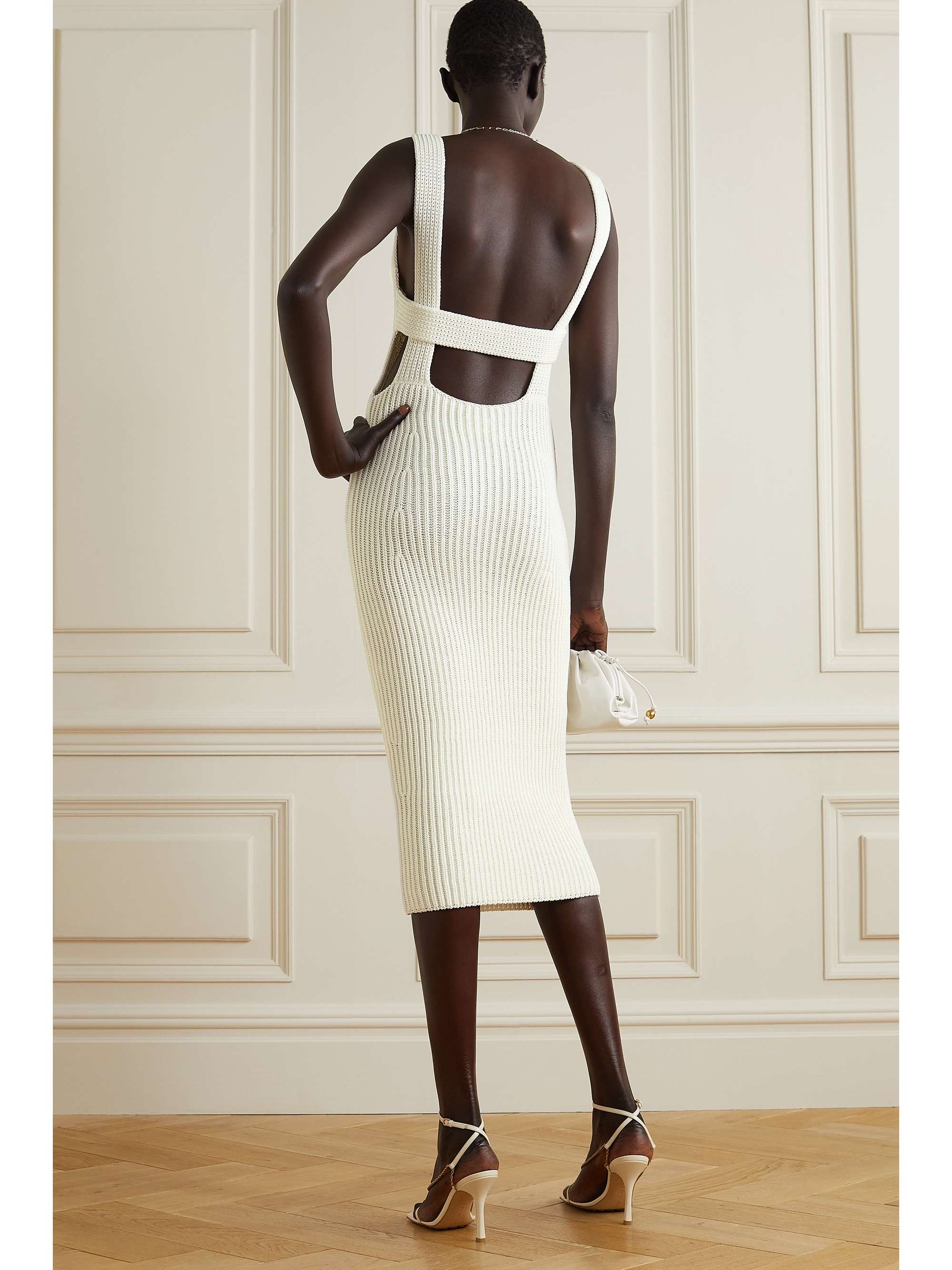 KHAITE Alessia open-back ribbed cotton-blend midi dress