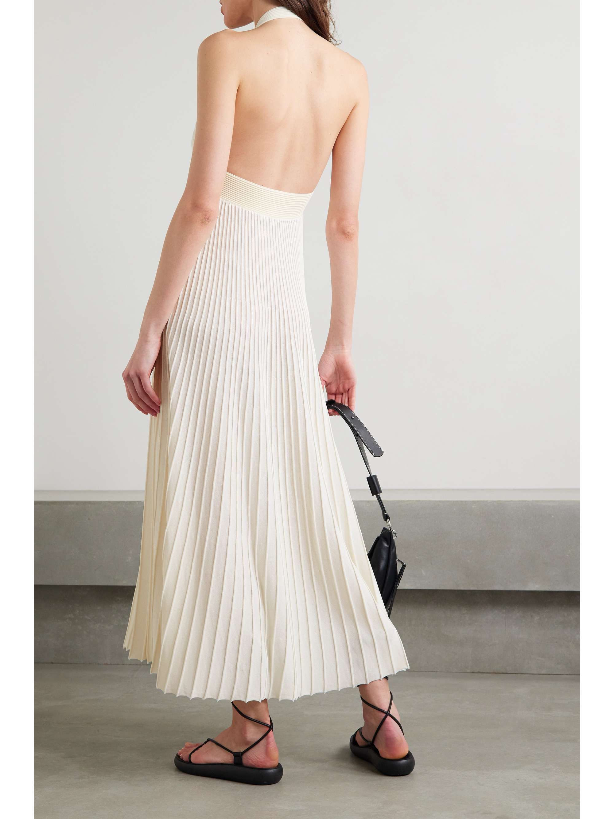 KHAITE Annika cutout ribbed stretch-knit halterneck midi dress
