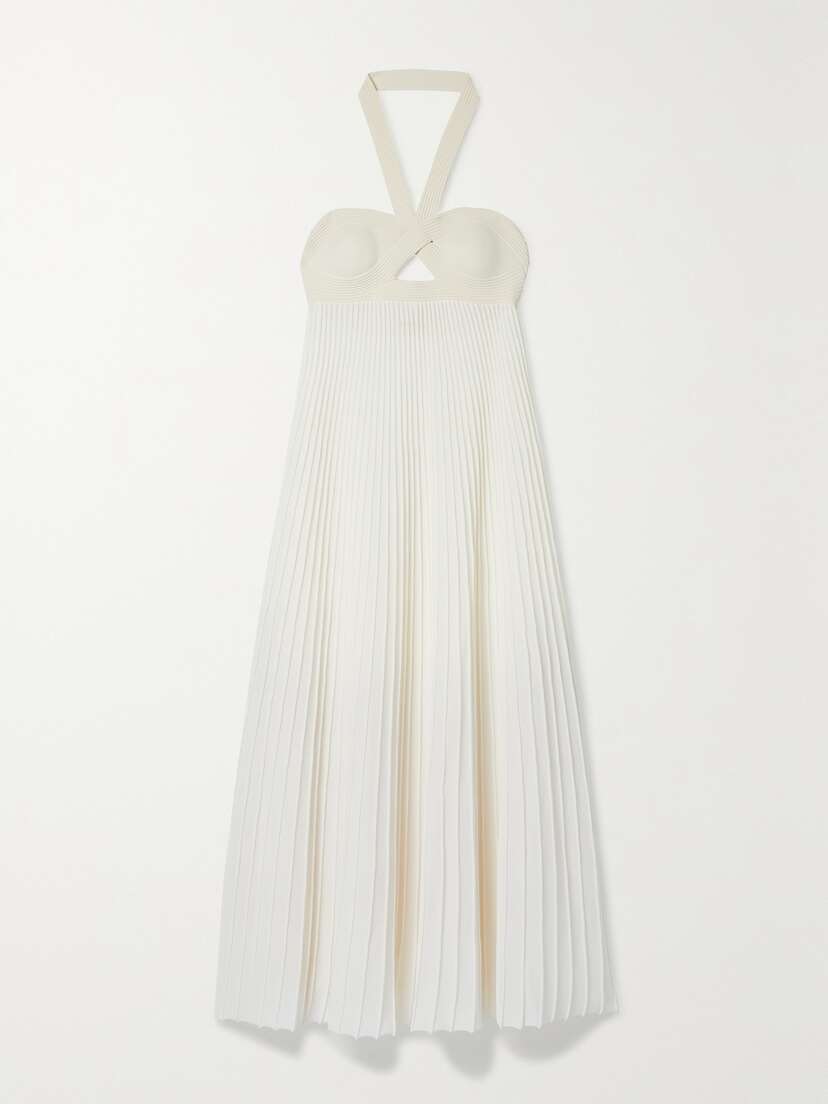 Khaite Annika Cutout Ribbed Stretch-knit Halterneck Midi Dress