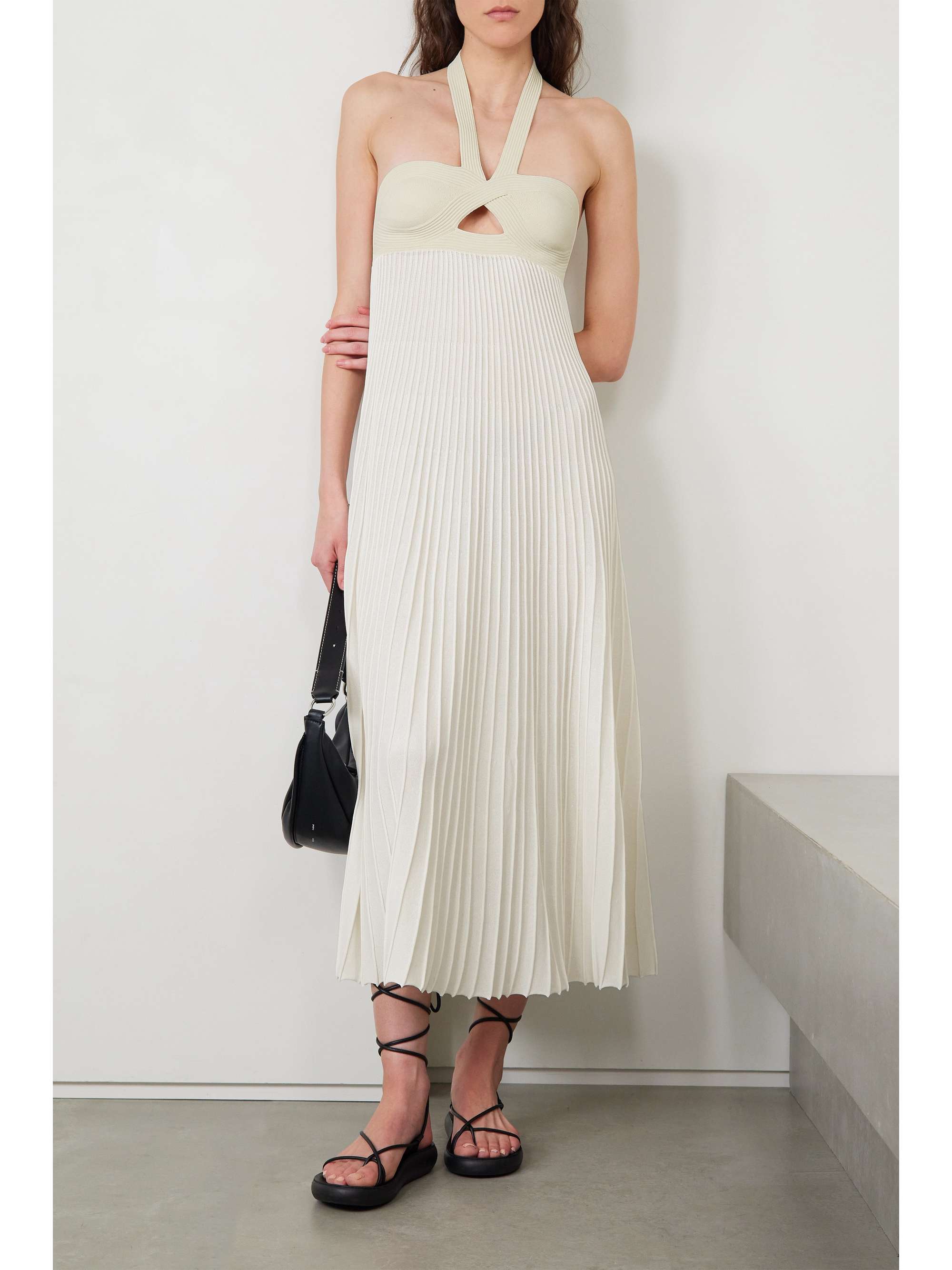 KHAITE Annika cutout ribbed stretch-knit halterneck midi dress