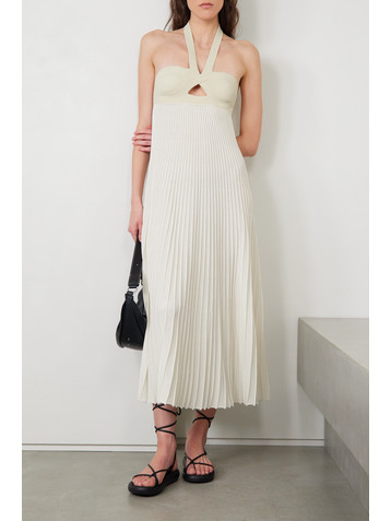 KHAITE Annika cutout ribbed stretch-knit halterneck midi dress