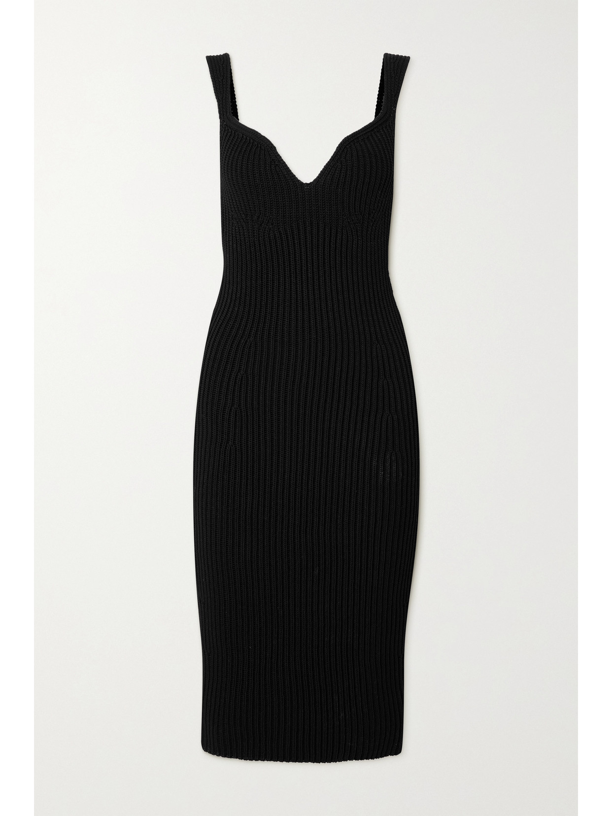 Khaite Alessia Open-back Ribbed Cotton-blend Midi Dress - Black