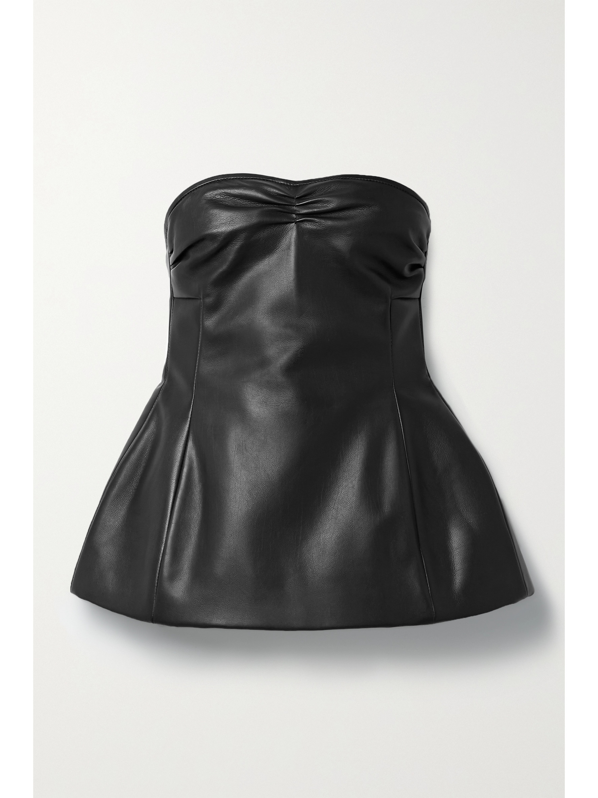 KHAITE Blanche strapless leather peplum top thumbnail