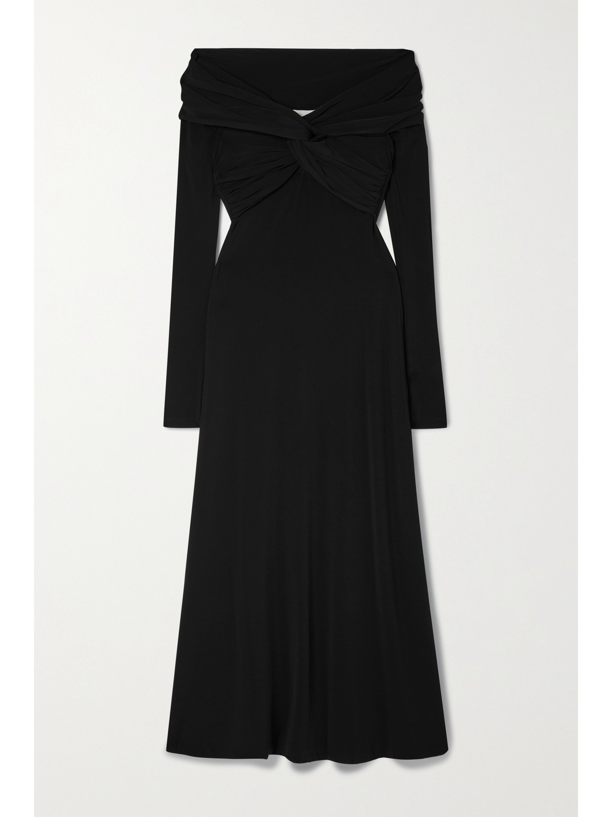 Khaite Cerna Off-shoulder Midi Dress In Black