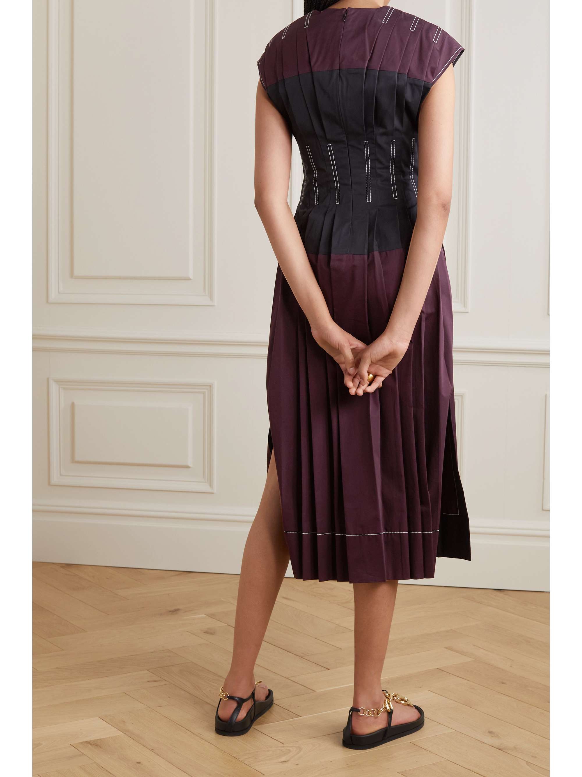 TORY BURCH Claire McCardell pleated cottonpoplin midi dress NETAPORTER