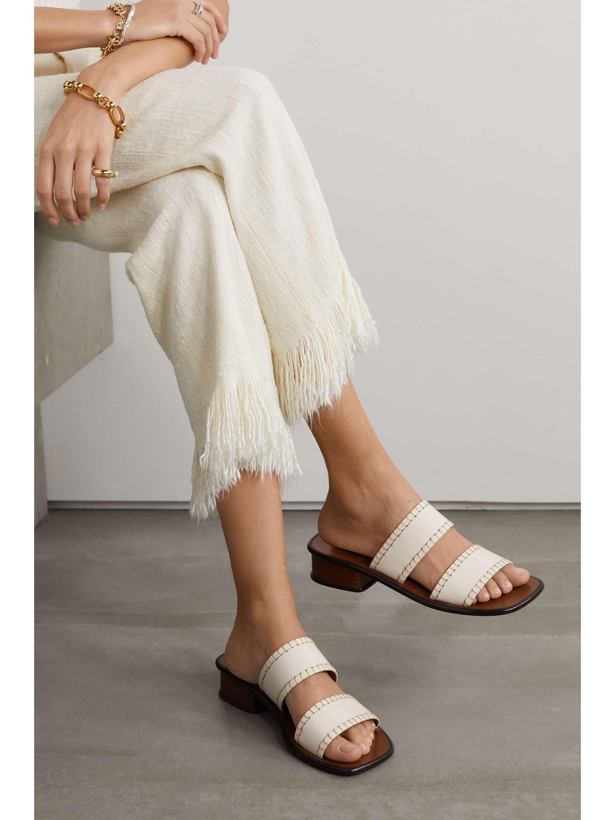CHLOÉ Laia embroidered leather mules